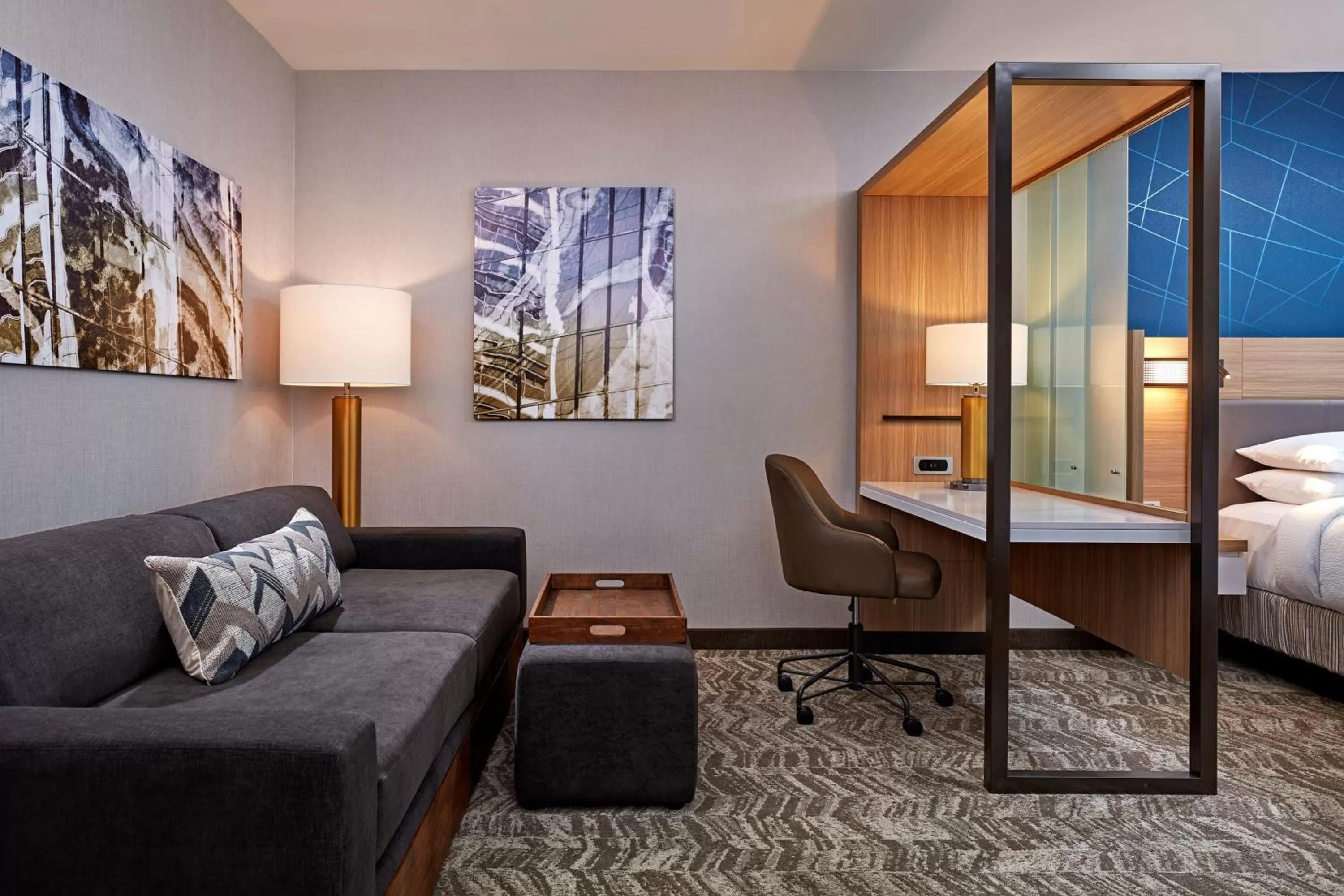 Living room, Bed in SpringHill Suites by Marriott Los Angeles Downey