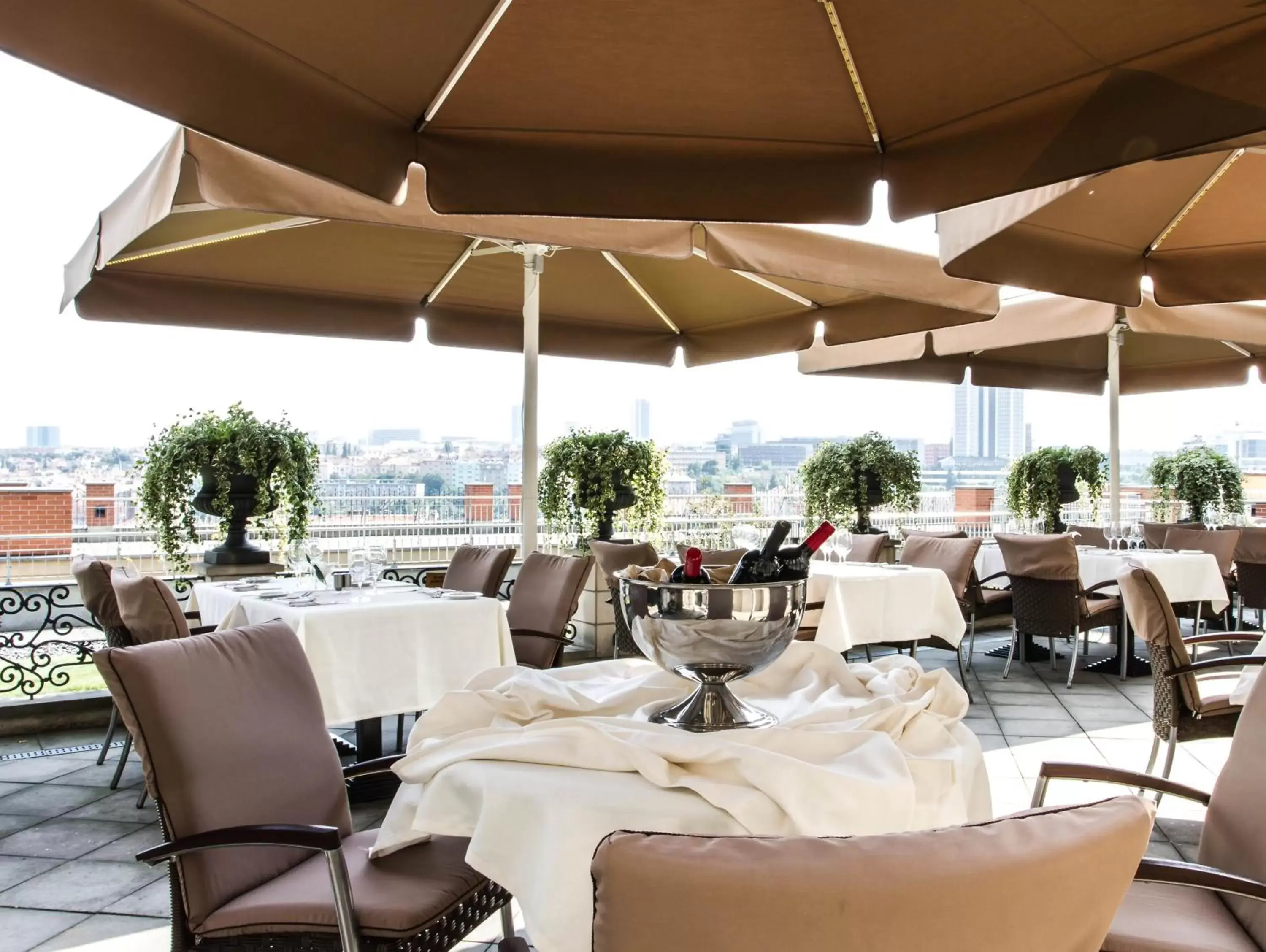 Balcony/Terrace, Restaurant/Places to Eat in Le Palais Art Hotel Prague