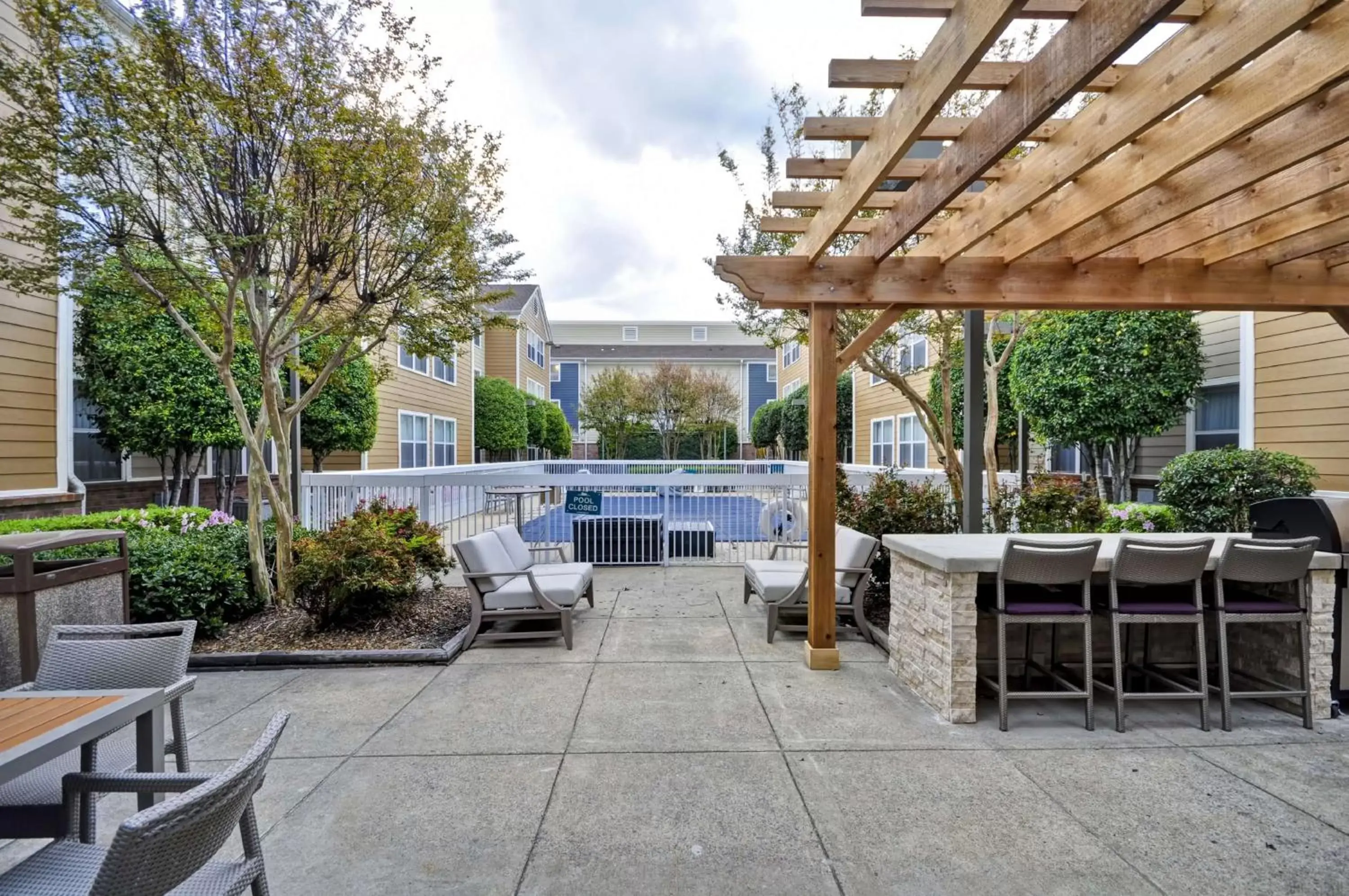 Patio, Swimming Pool in Homewood Suites Memphis Germantown