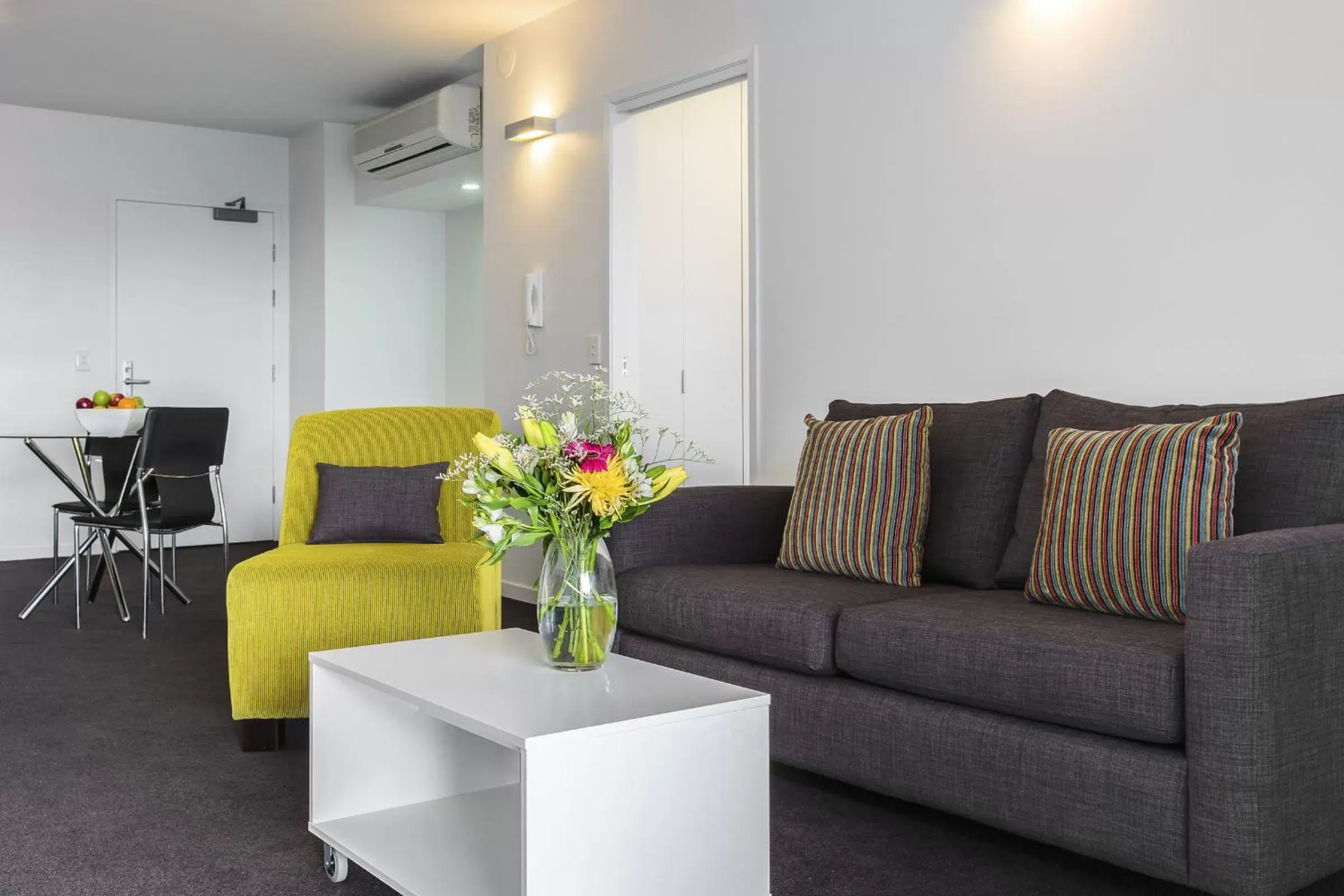 Living room, Seating Area in Code Apartments