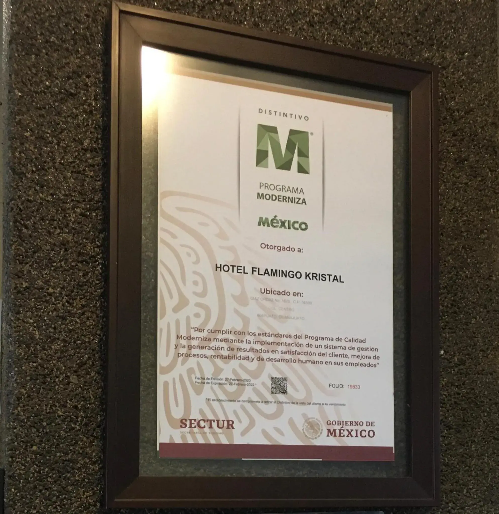 Certificate/Award in Hotel Flamingo Kristal
