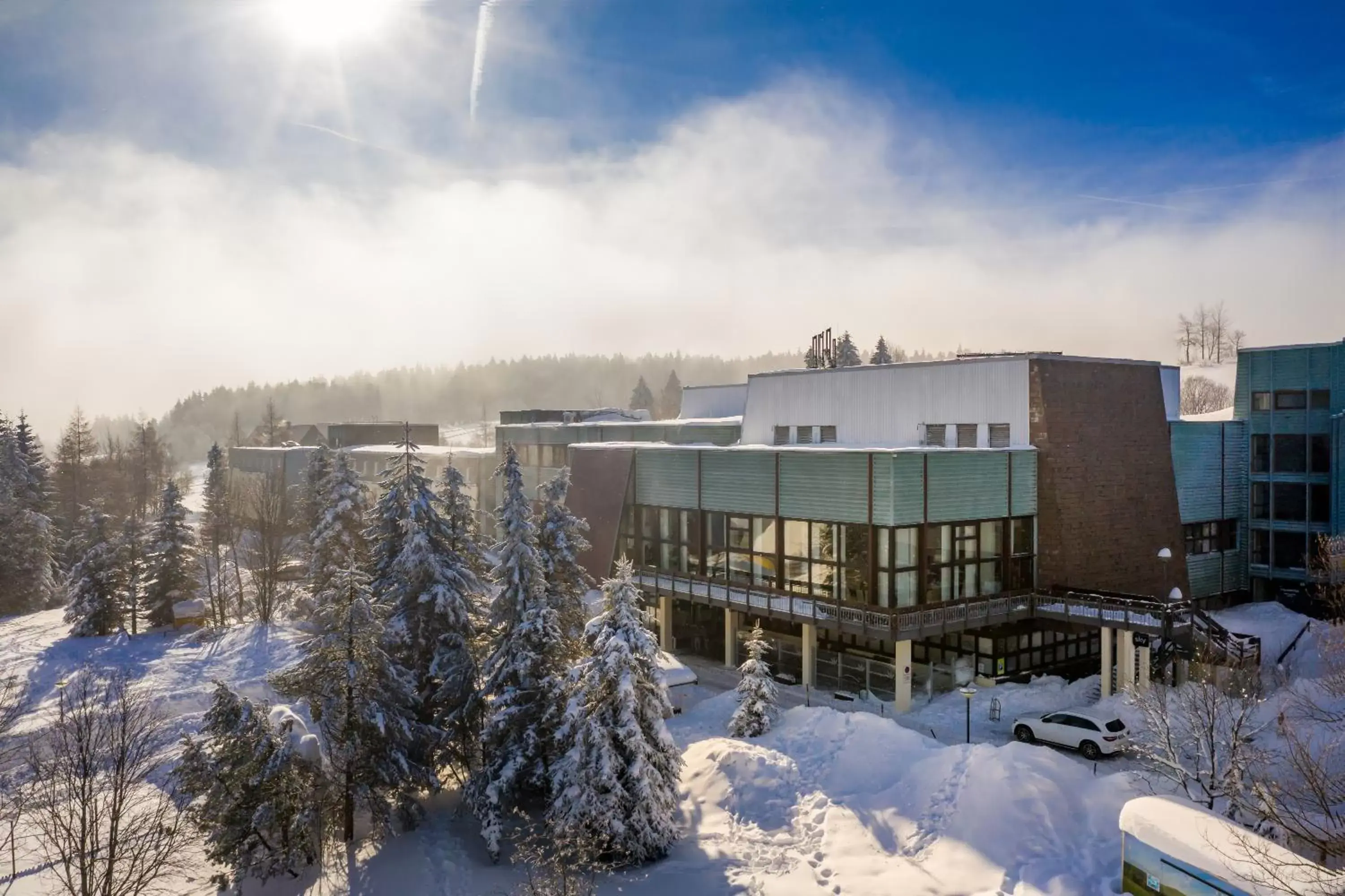 Facade/entrance, Winter in AHORN Waldhotel Altenberg