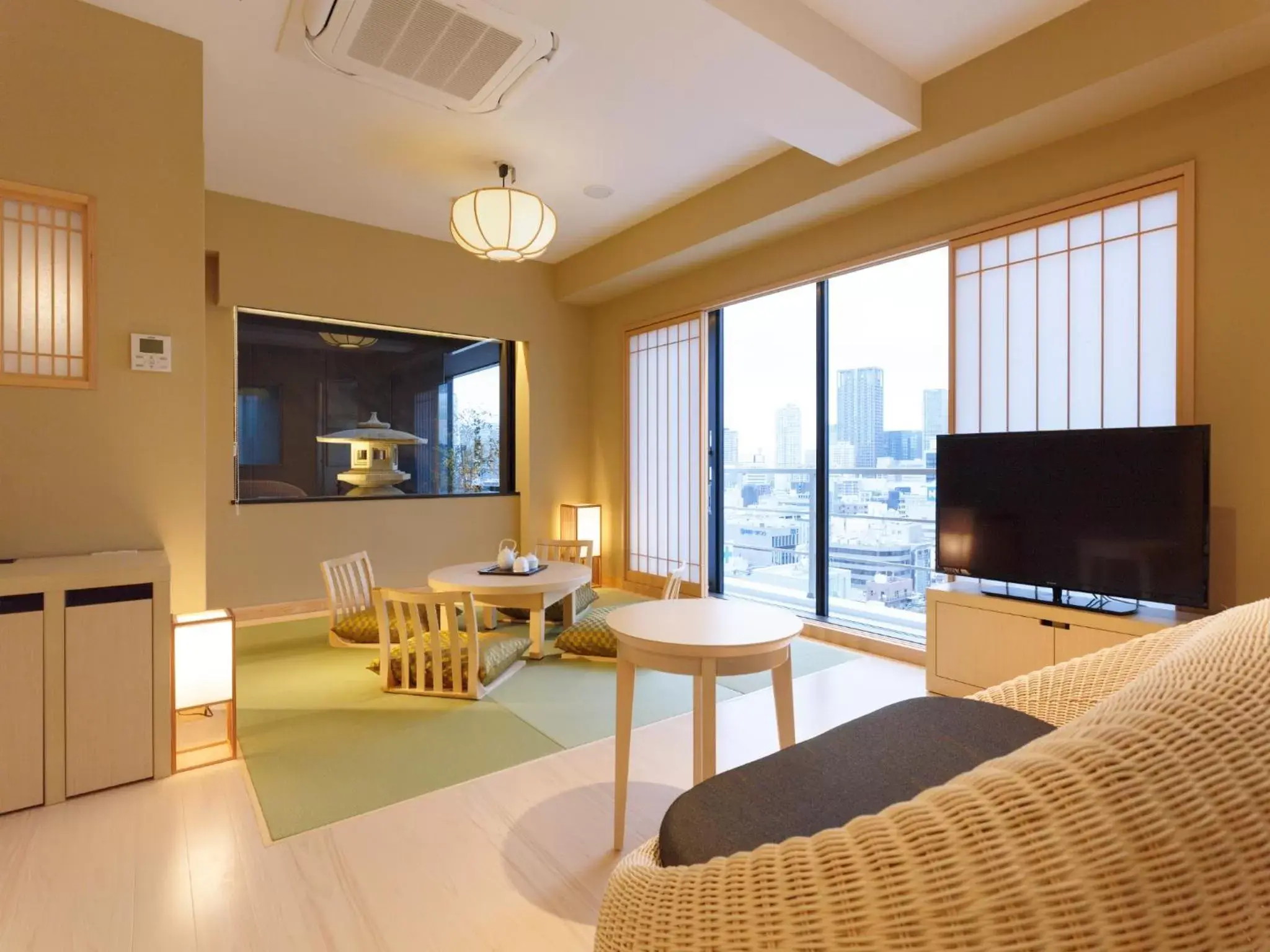 Inner courtyard view, Seating Area in Osaka View Hotel Honmachi