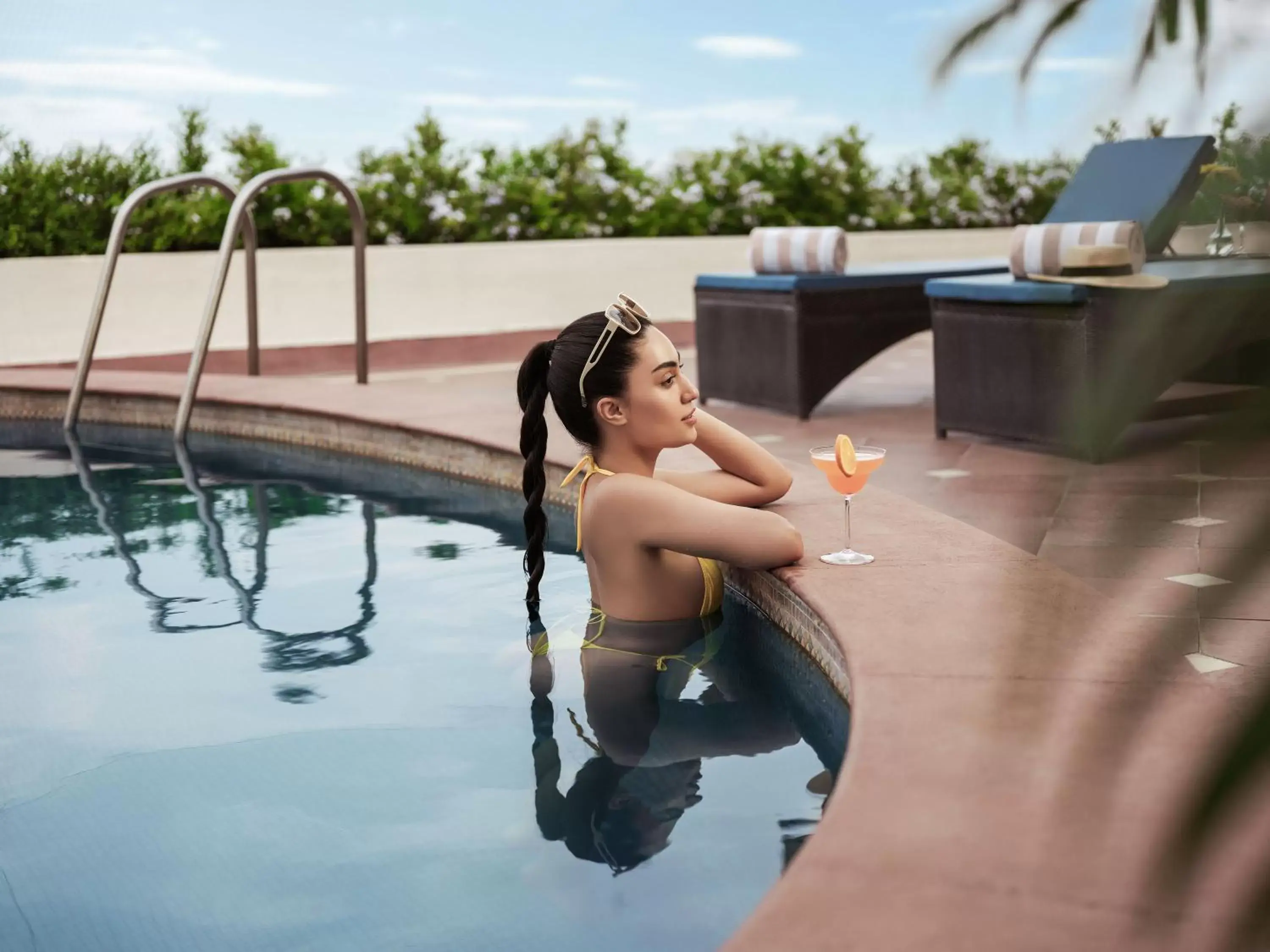 Balcony/Terrace, Swimming Pool in Taj Krishna