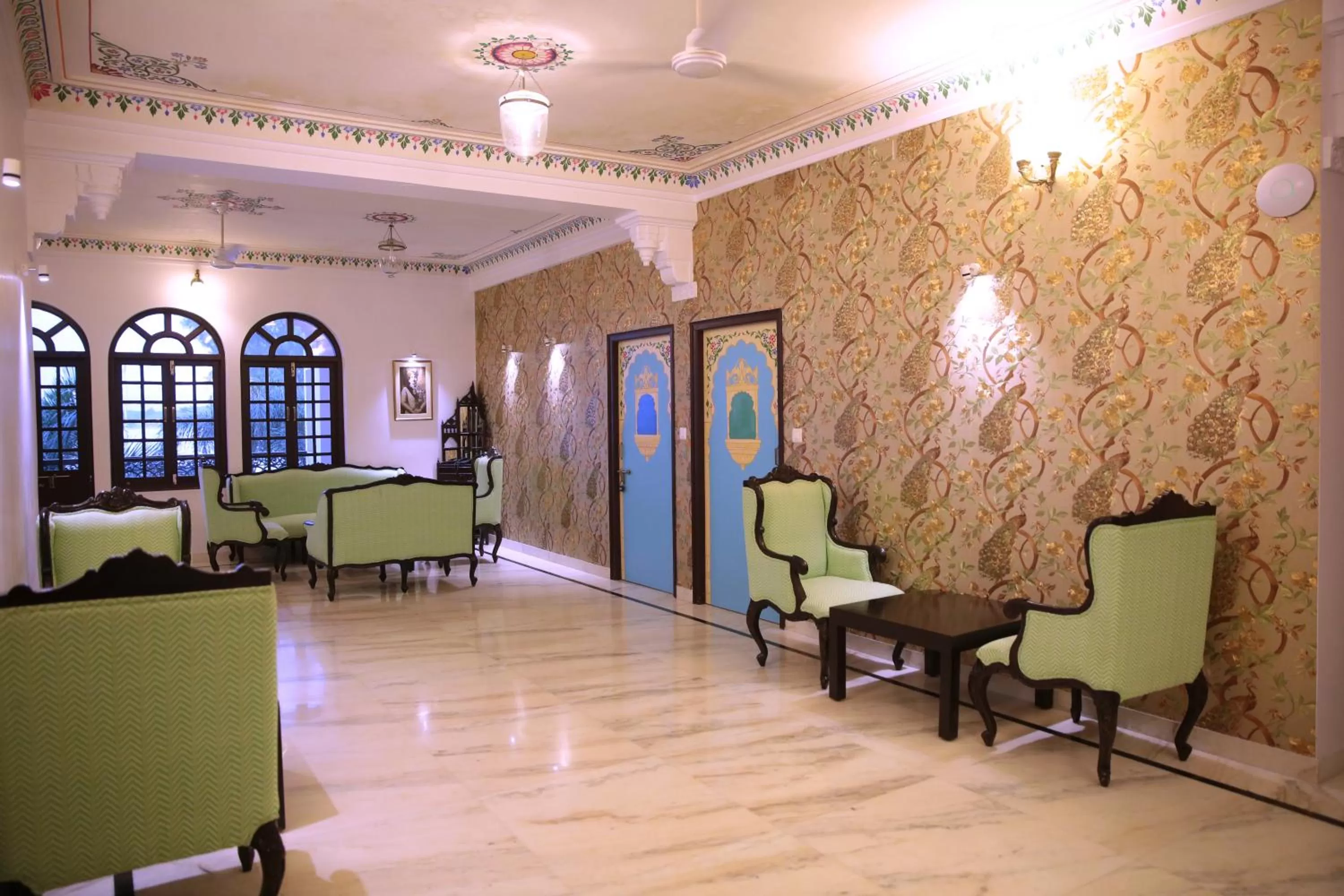 Seating area in Panna Vilas - A Lake Facing Boutique Hotel