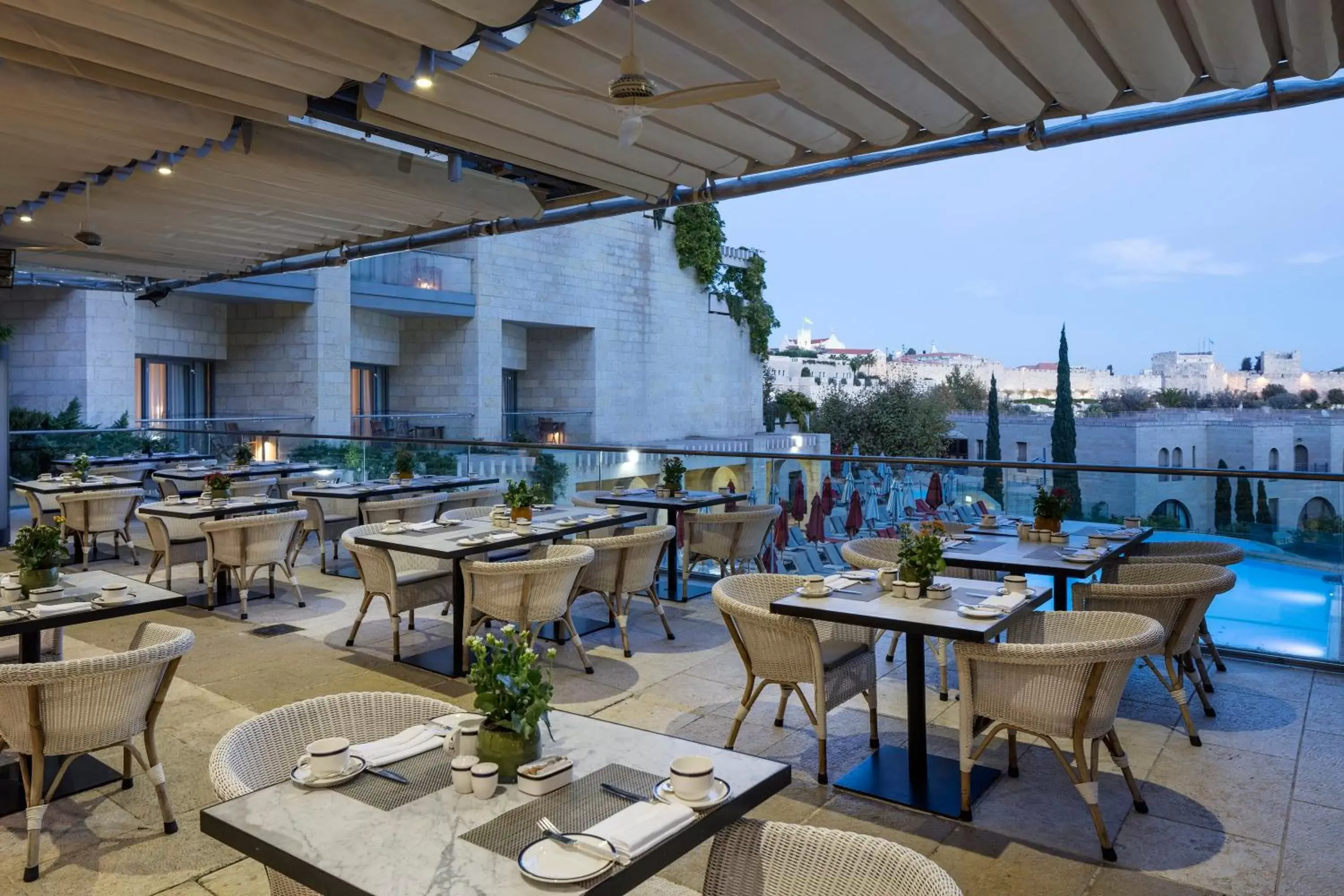 Balcony/Terrace, Restaurant/Places to Eat in The David Citadel Jerusalem