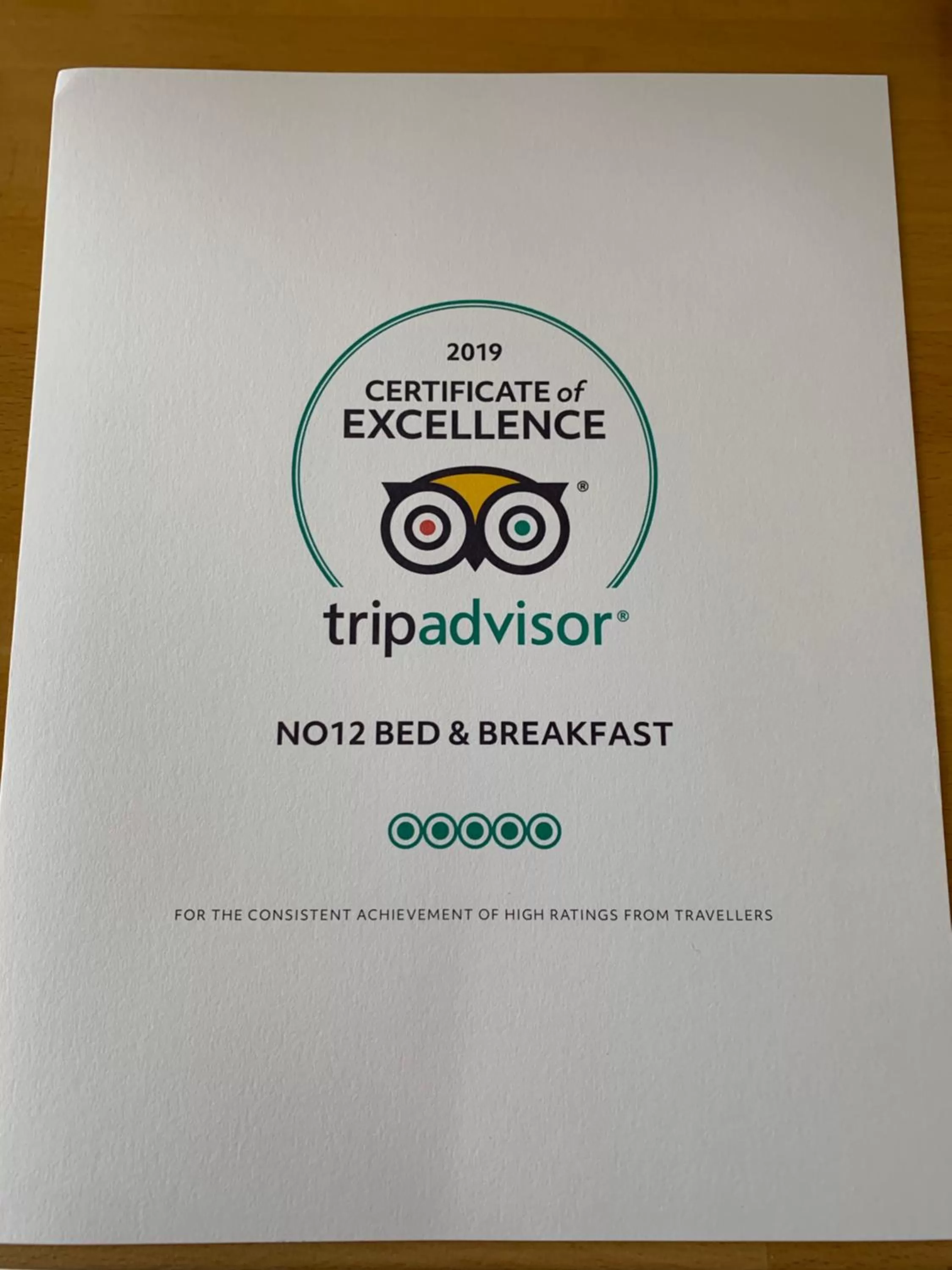 Certificate/Award in No12 Bed and Breakfast, St Andrews