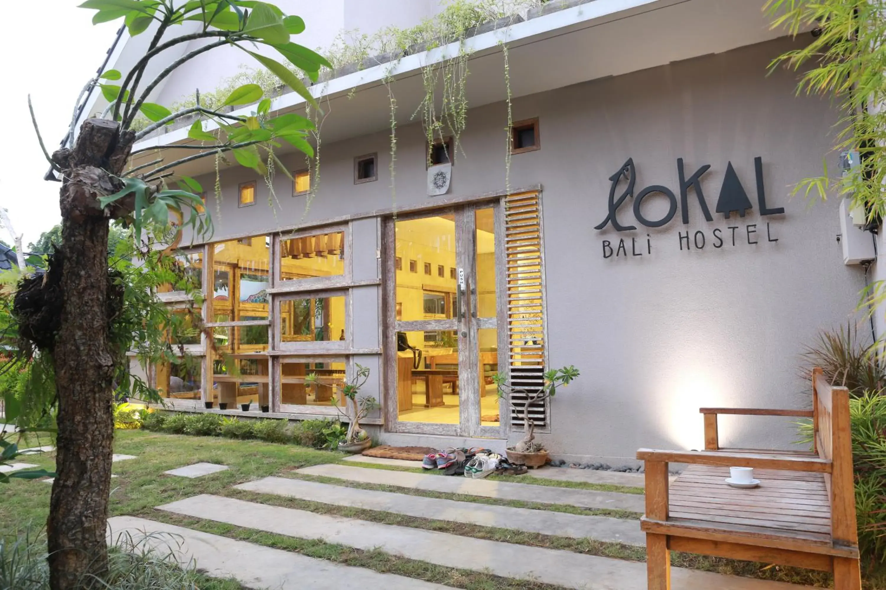 Facade/entrance, Property Building in Lokal Bali Hostel