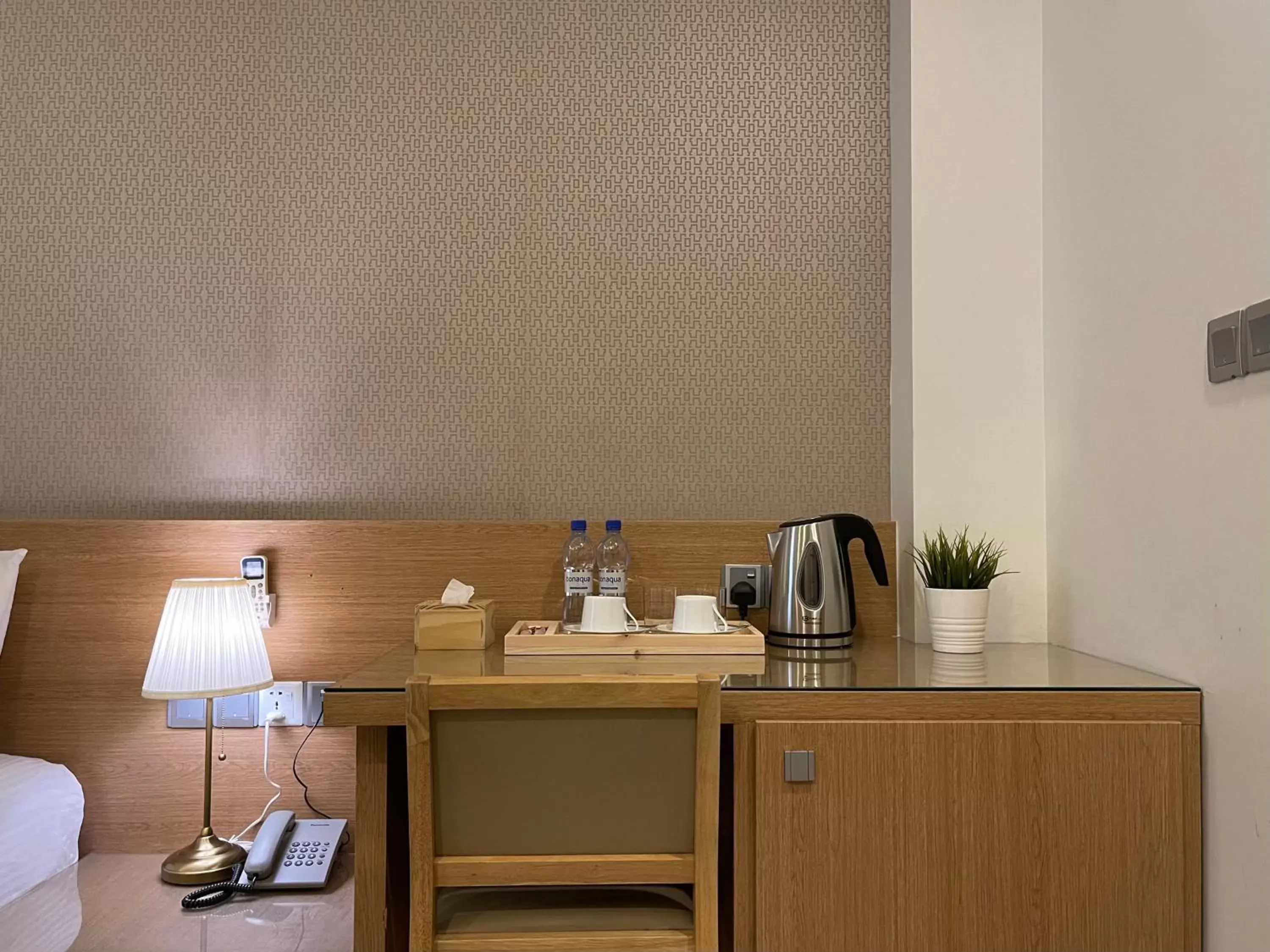 Coffee/tea facilities, Bed in Huvan Beach Hotel at Hulhumale Coffee/tea facilities, Bed in Huvan Beach Hotel at Hulhumale