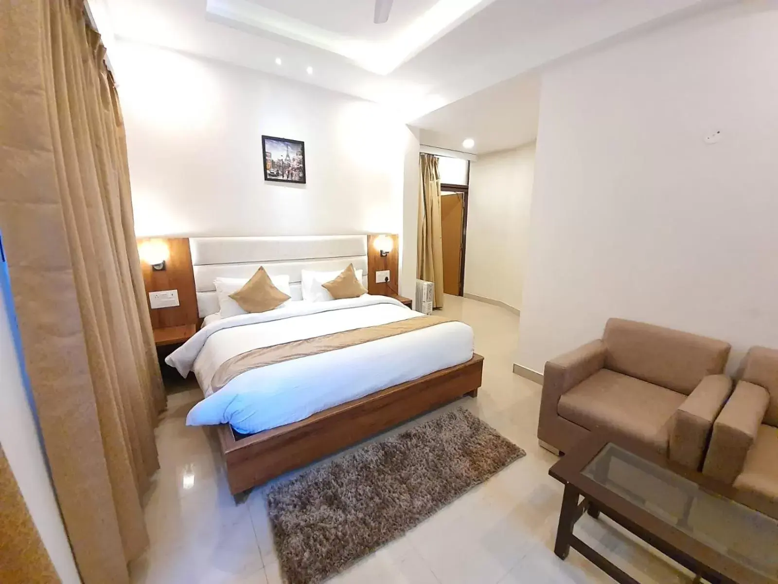 Seating area, Bed in Pride Ashiyana Resort Mussoorie Seating area, Bed in Pride Ashiyana Resort Mussoorie