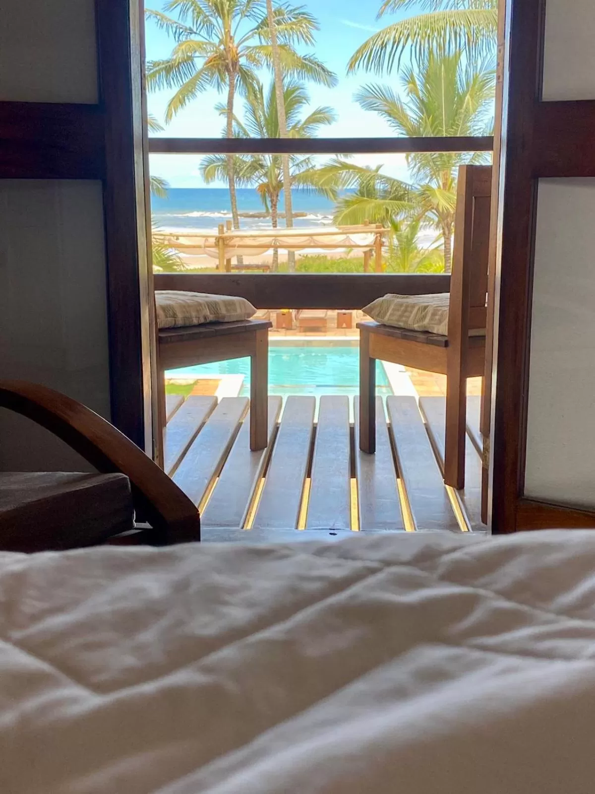 Swimming pool, Bed in Pousada dos Hibiscus