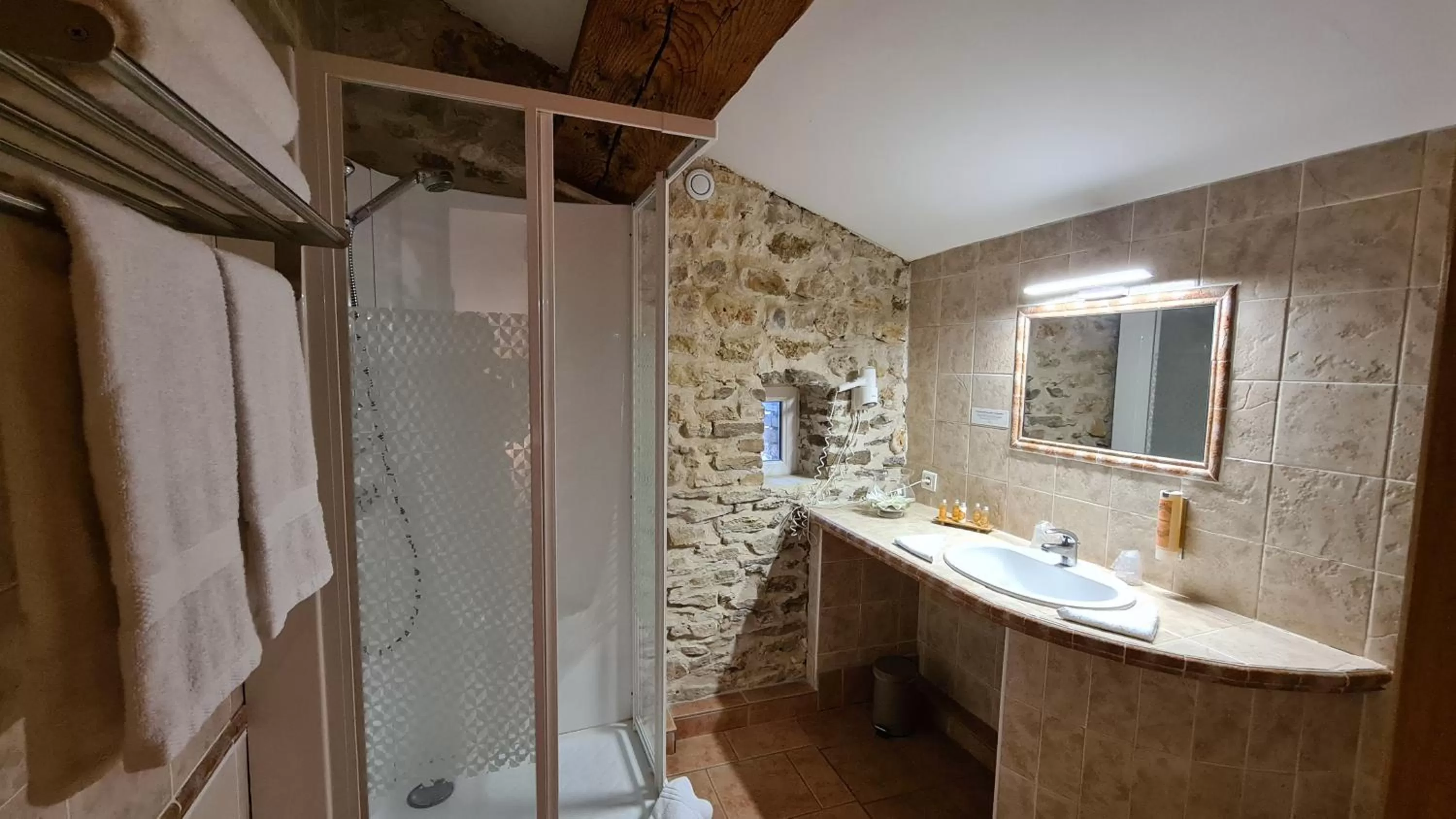 Shower in Logis Hôtel La Bastide Saint Bach