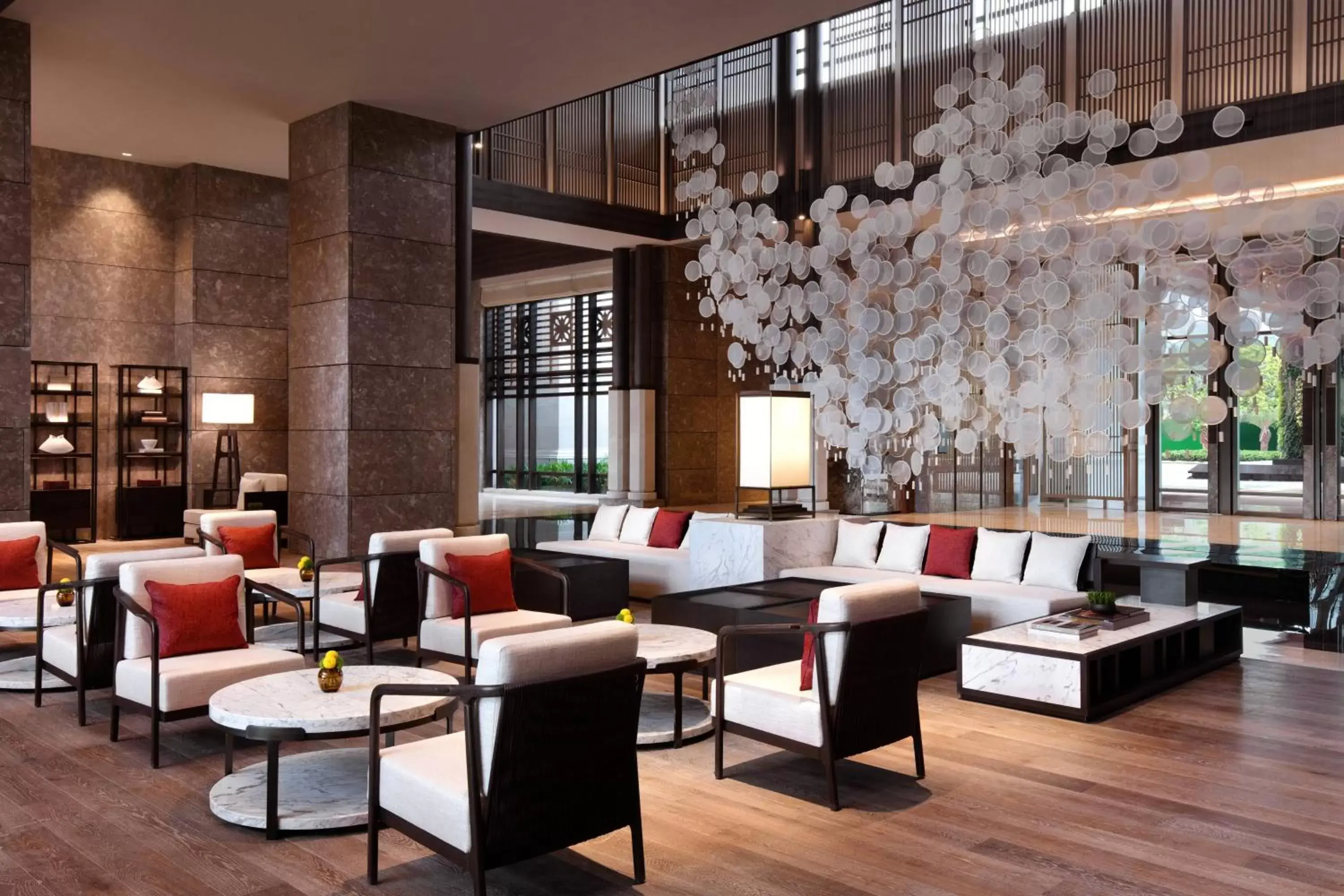 Lobby or reception, Lounge/Bar in Shenzhen Marriott Hotel Golden Bay