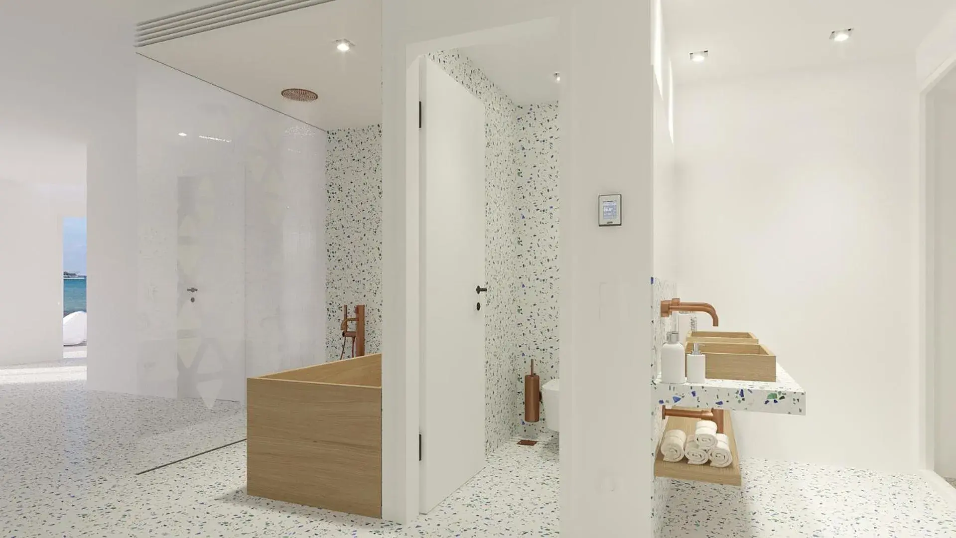 Toilet, Bathroom in Mykonos Dove Beachfront Hotel