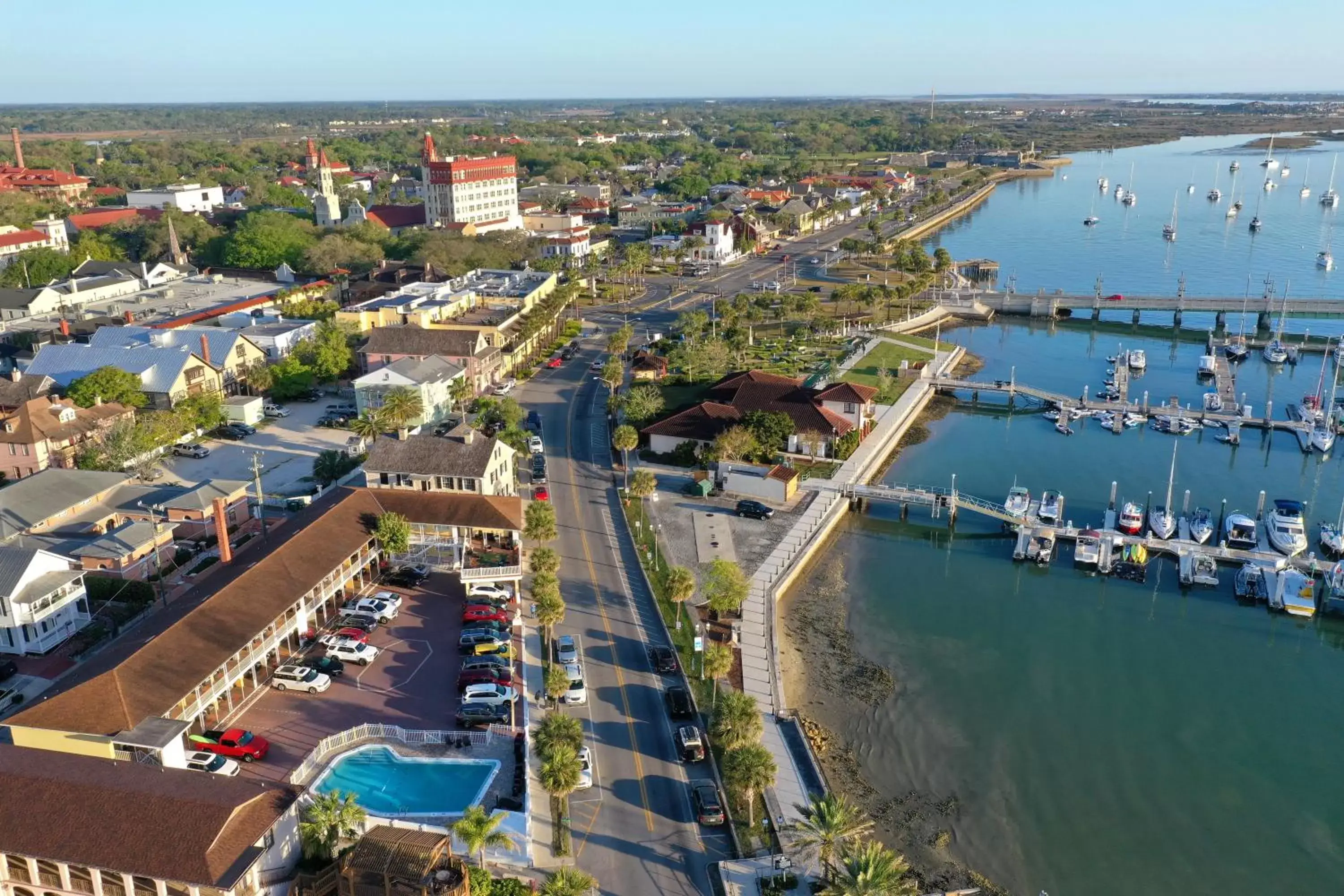 Landmark view, Bird's-eye View in Historic Waterfront Marion Motor Lodge in downtown St Augustine