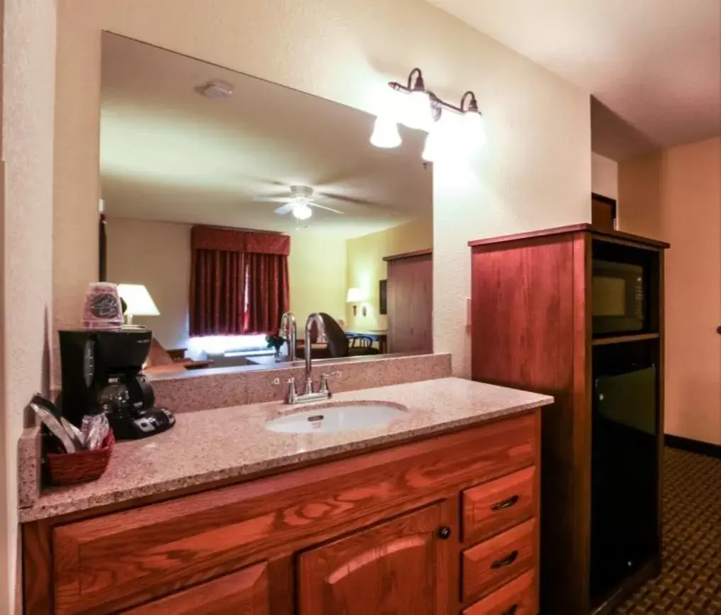 Coffee/tea facilities, Bathroom in Mountain Inn & Suites Airport - Hendersonville