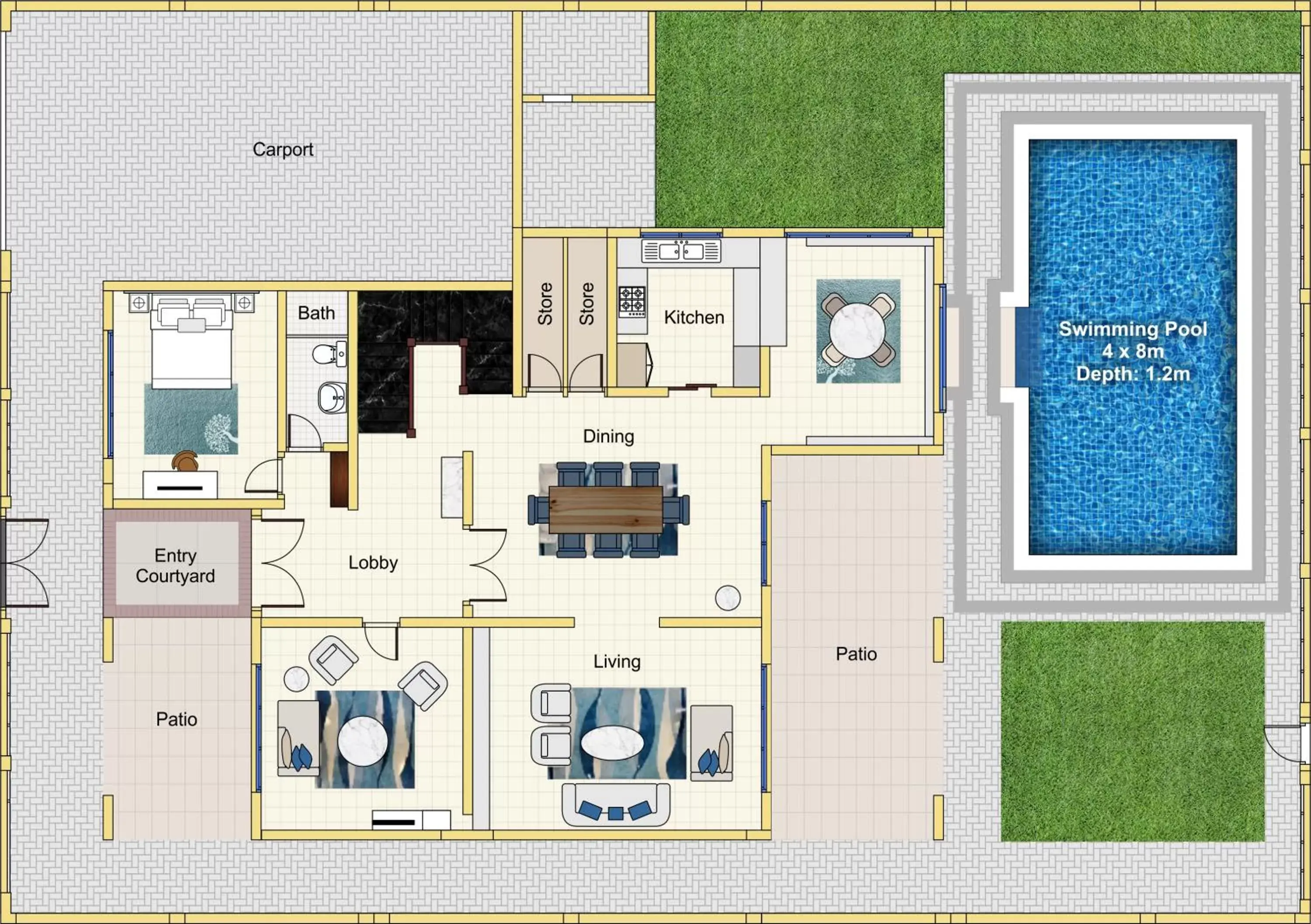 Bedroom, Floor Plan in Jannah Hotel Apartments & Villas