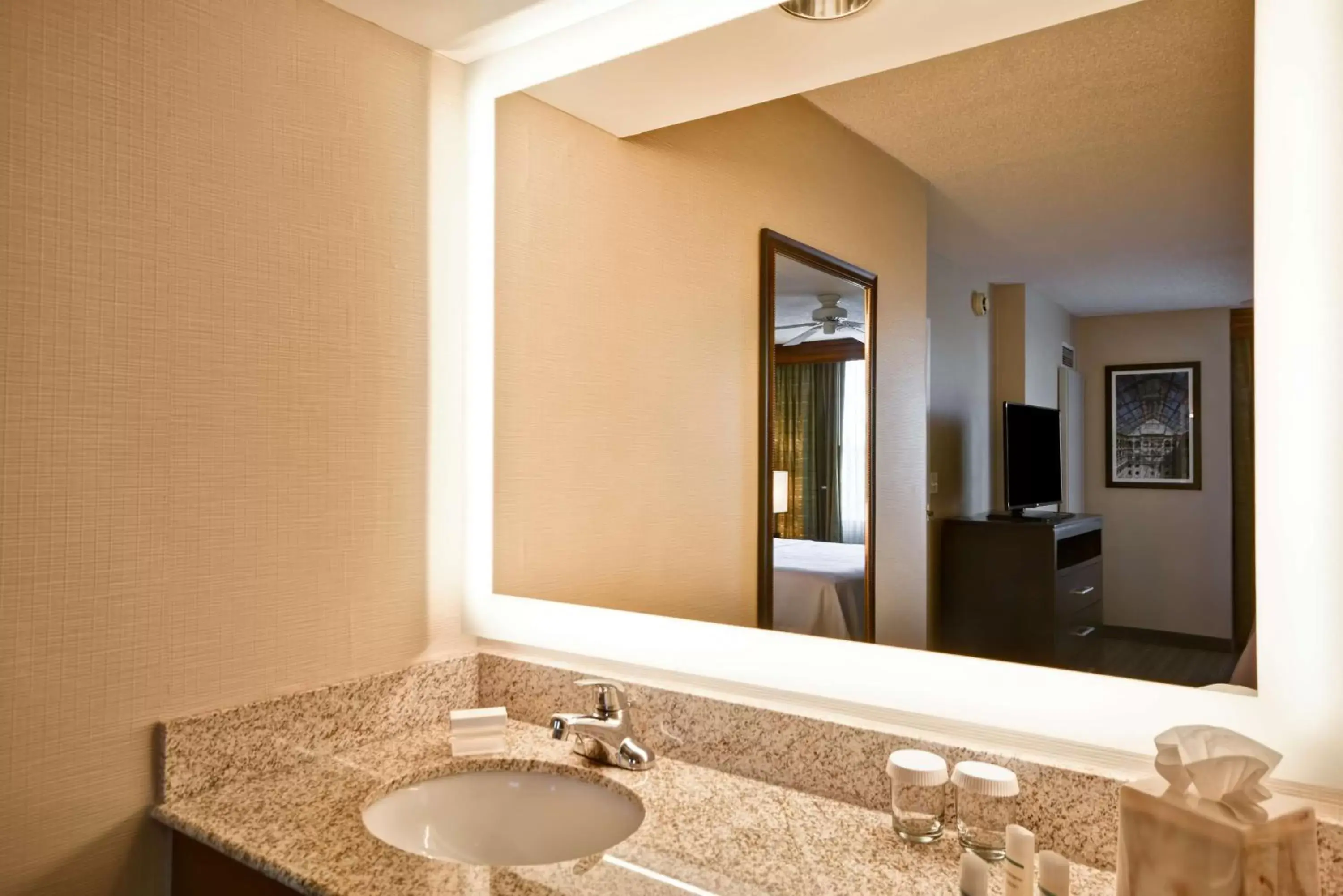 Bed, Bathroom in Homewood Suites Dulles-International Airport
