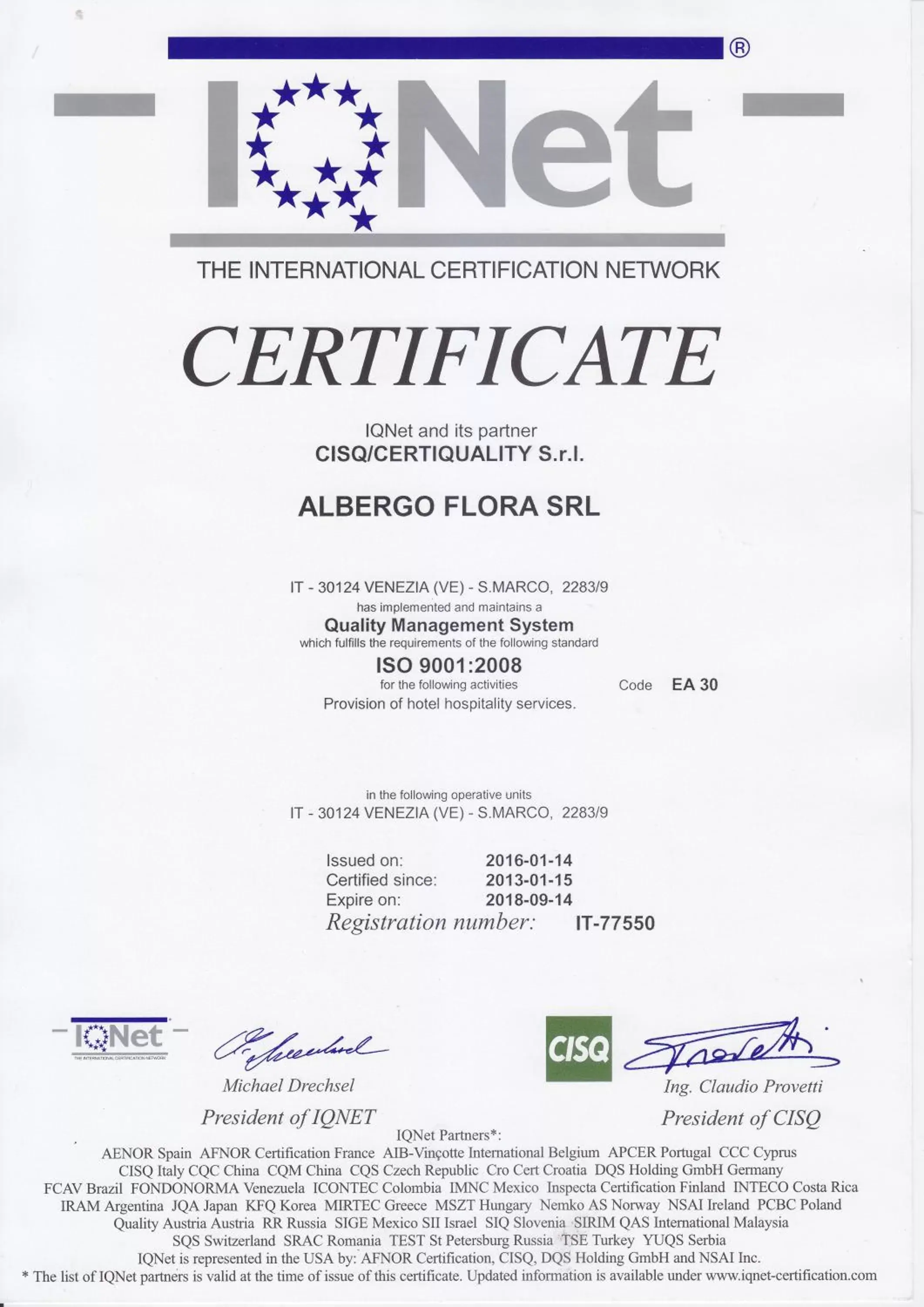 Certificate/Award in Hotel Flora