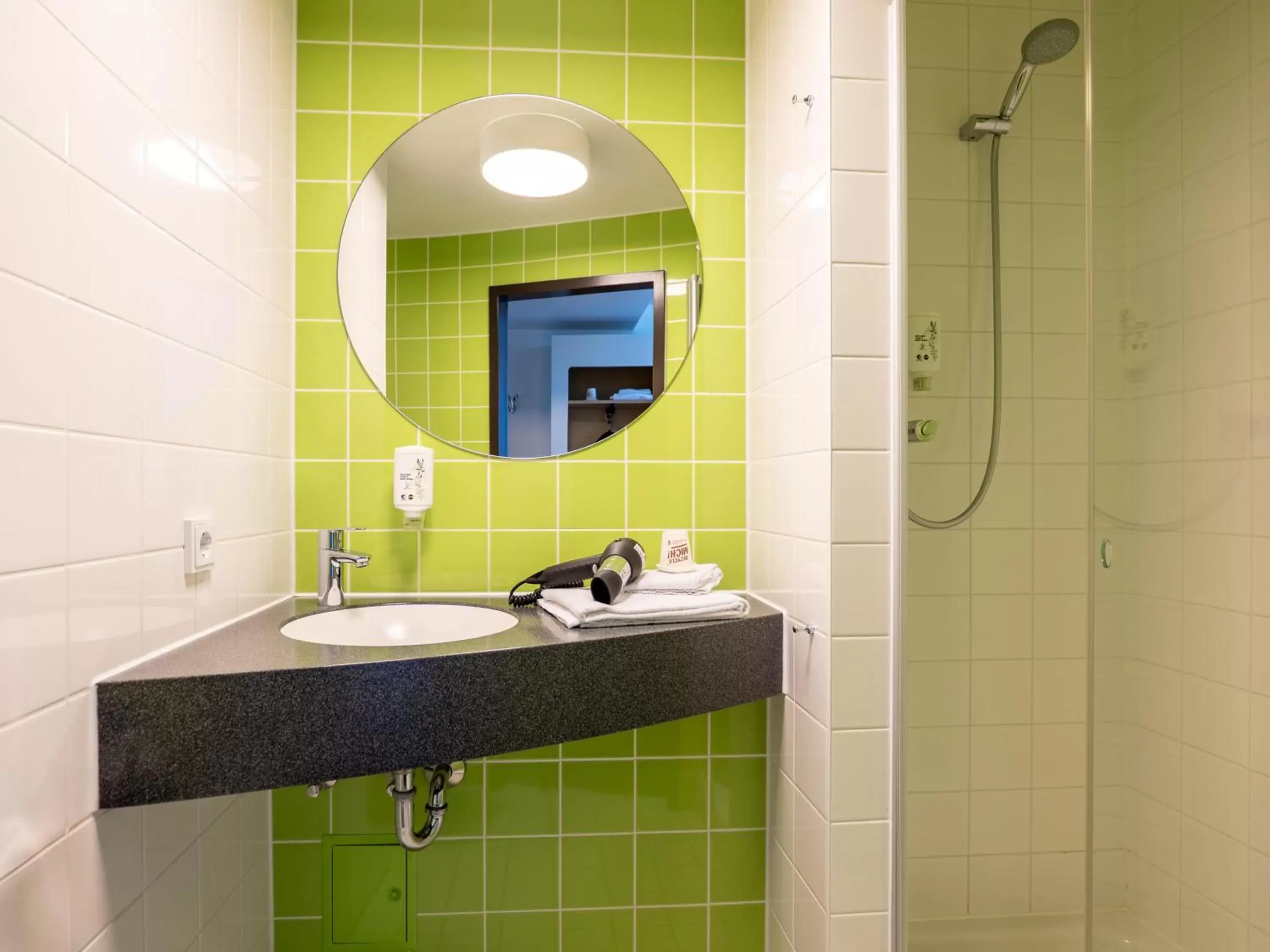 Shower, Bathroom in B&B Hotel Karlsruhe