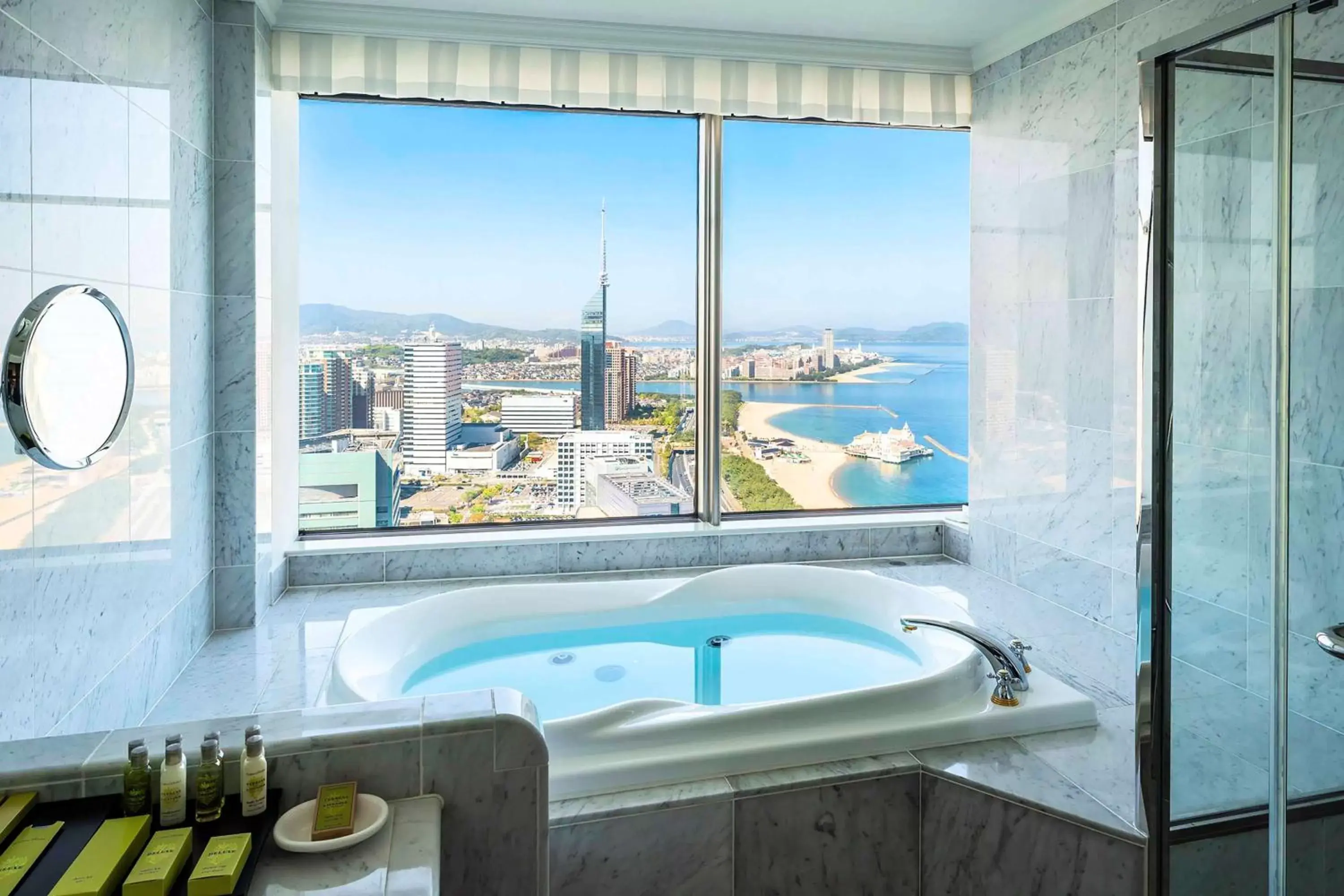 Bathroom, Pool View in Hilton Fukuoka Sea Hawk
