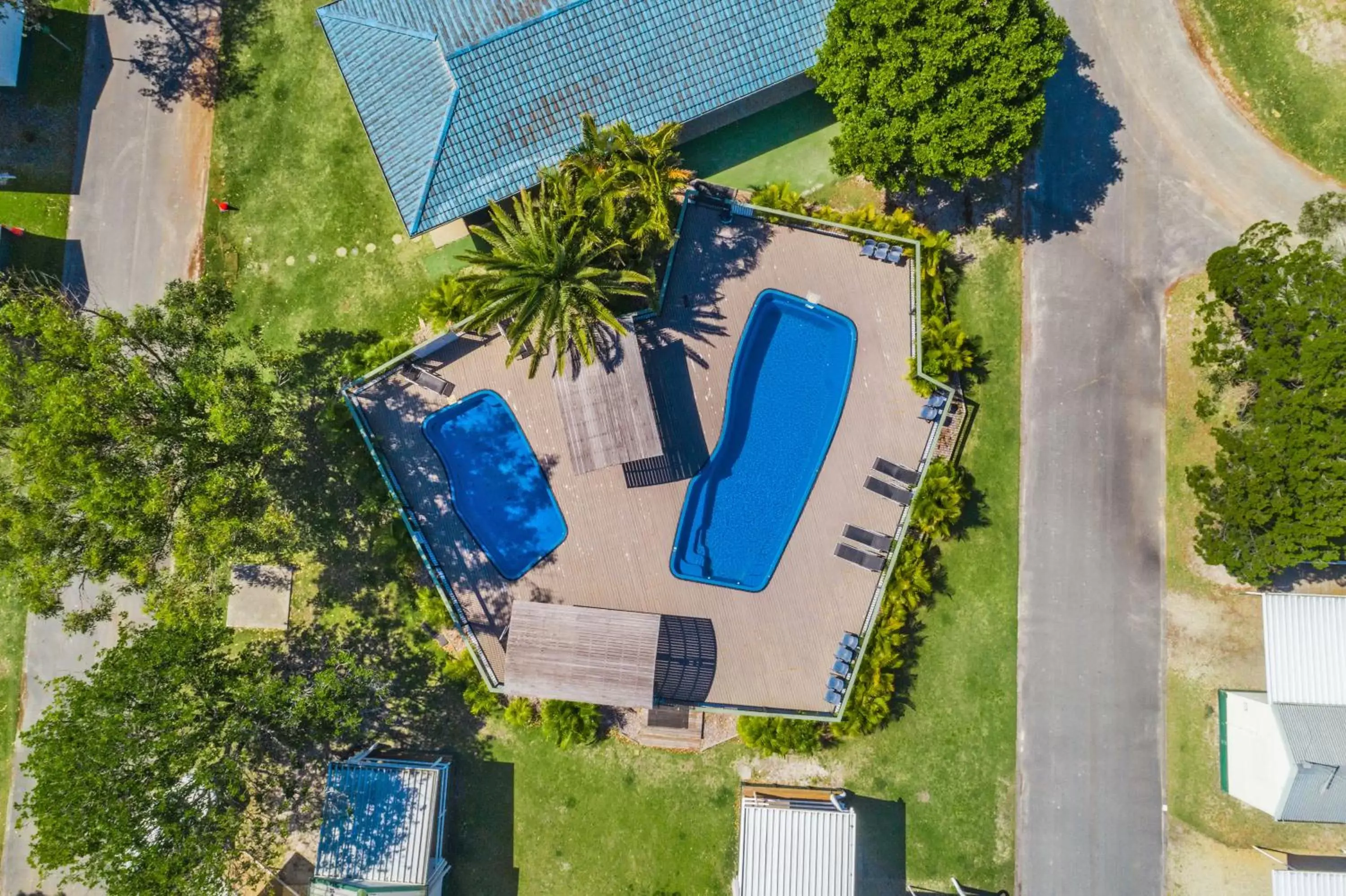 Swimming pool, Bird's-eye View in Ballina Beach Nature Resort