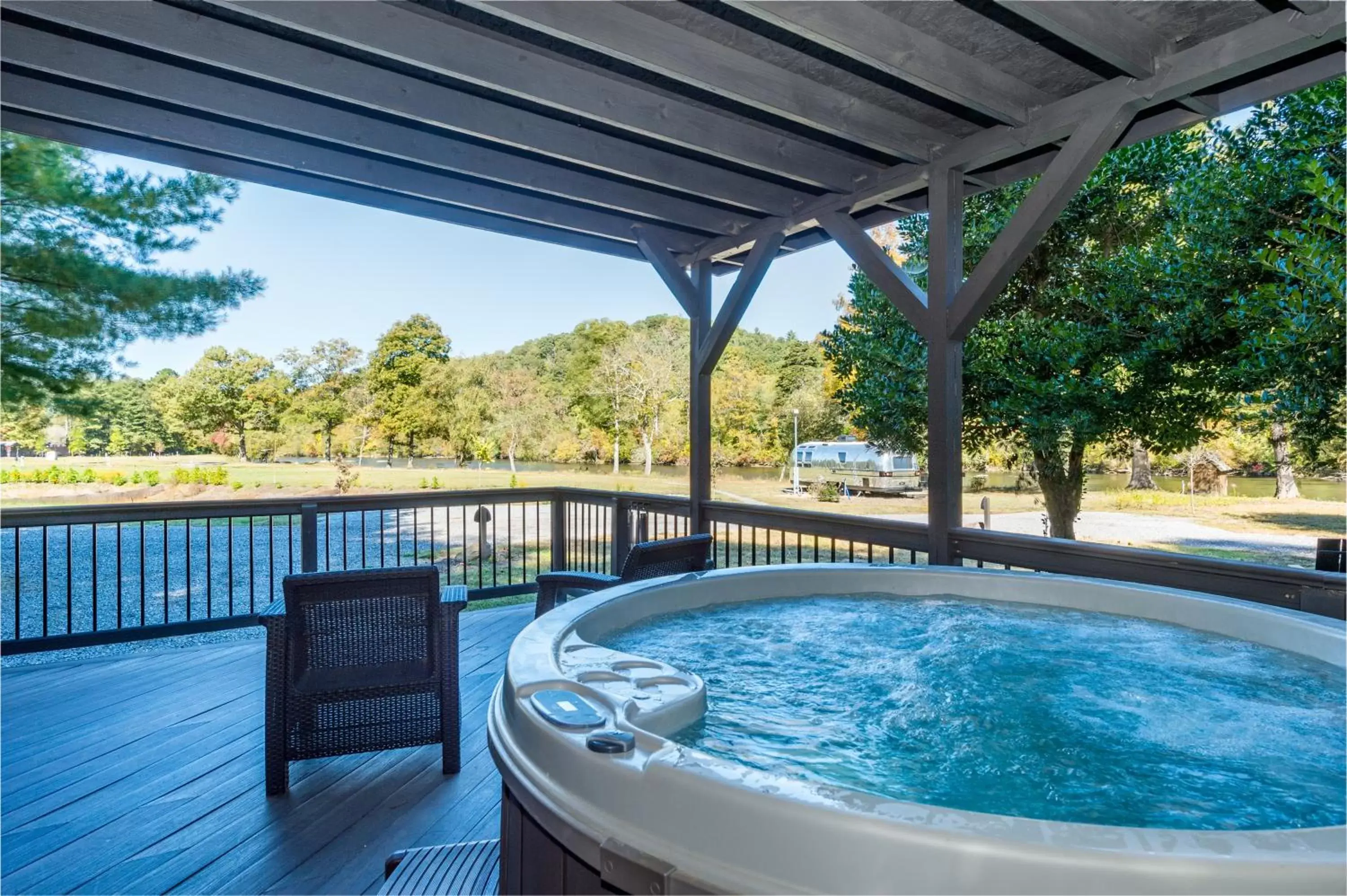 Hot Tub in Asheville River Cabins