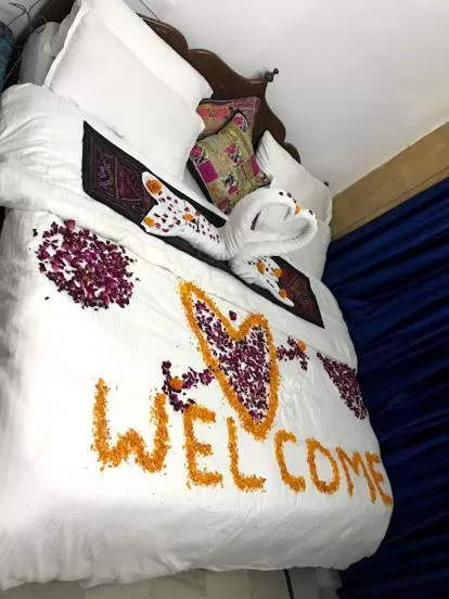 Bed in Hotel Murad Haveli