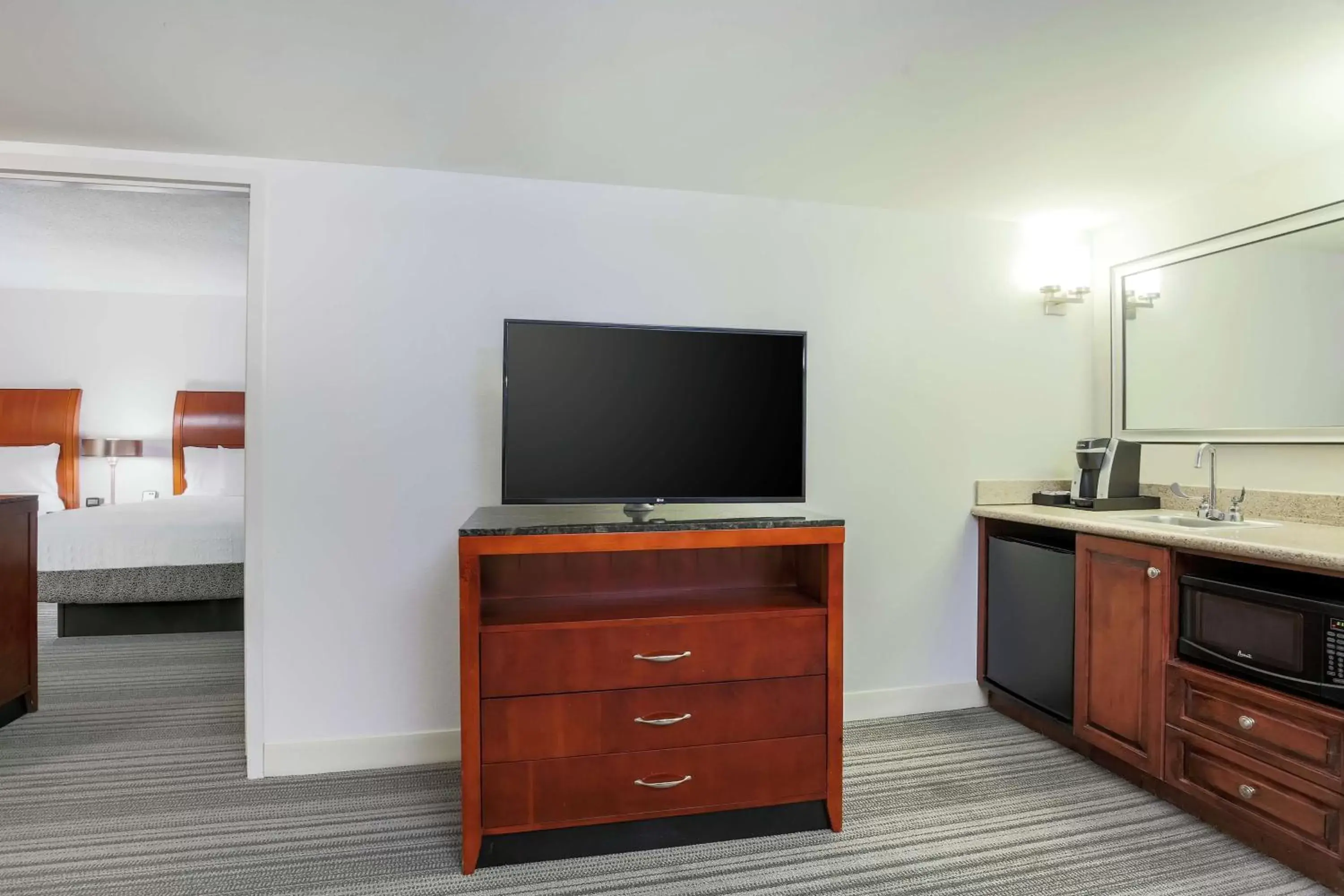 Bedroom, TV/Entertainment Center in Hilton Garden Inn Roanoke Rapids / Carolina Crossroads