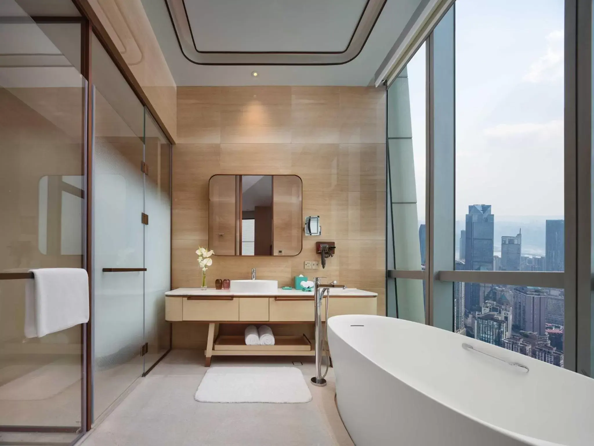 Bedroom, Bathroom in InterContinental Chongqing Raffles City, an IHG Hotel