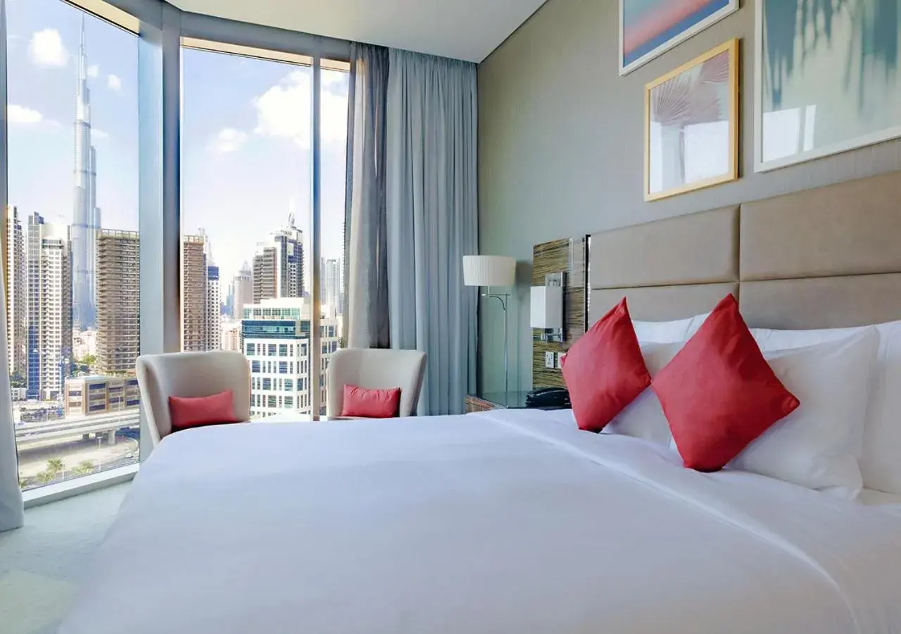 Property building, Bed in Hyde Hotel Dubai