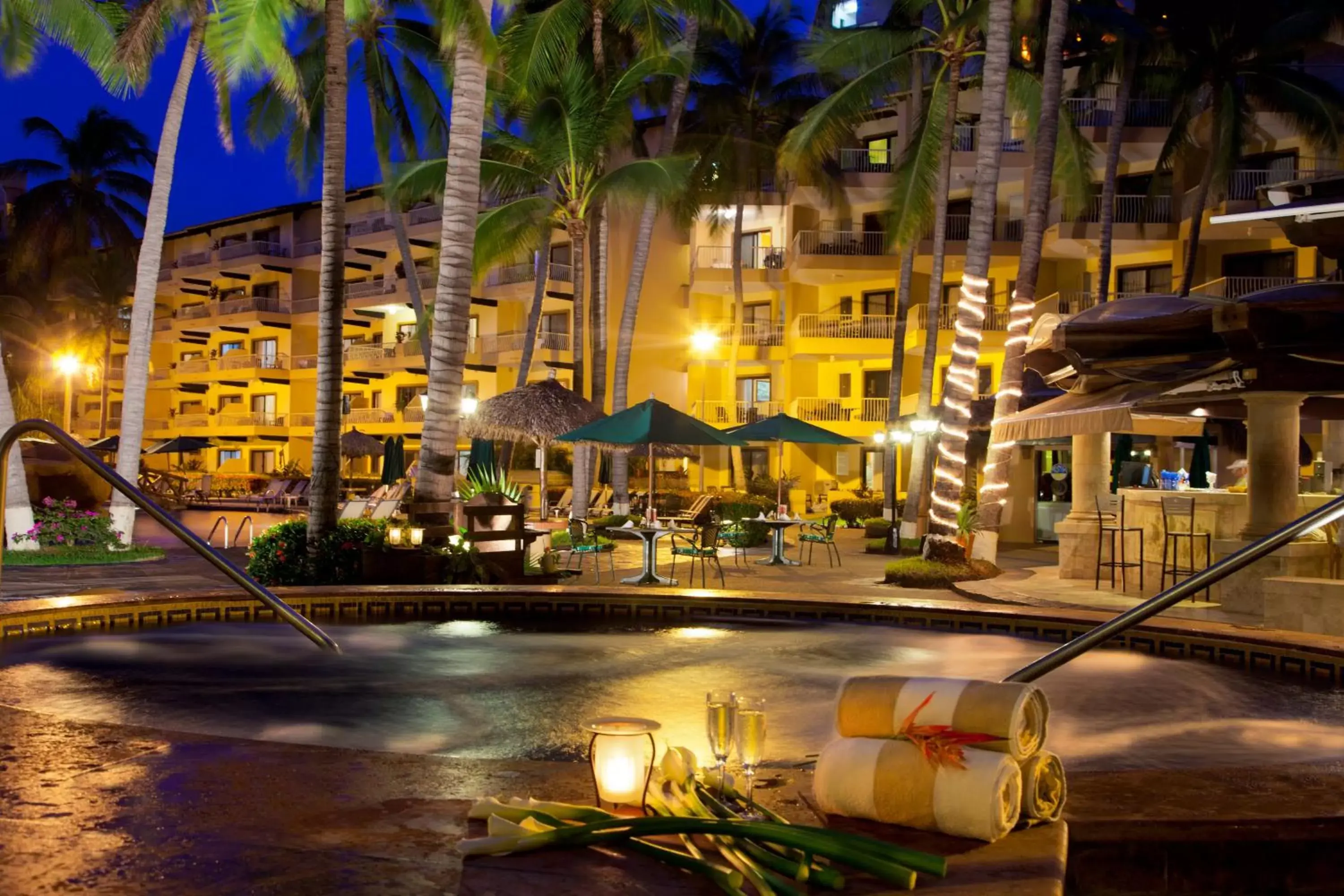 Night, Swimming Pool in Villa del Palmar Beach Resort & Spa Puerto Vallarta