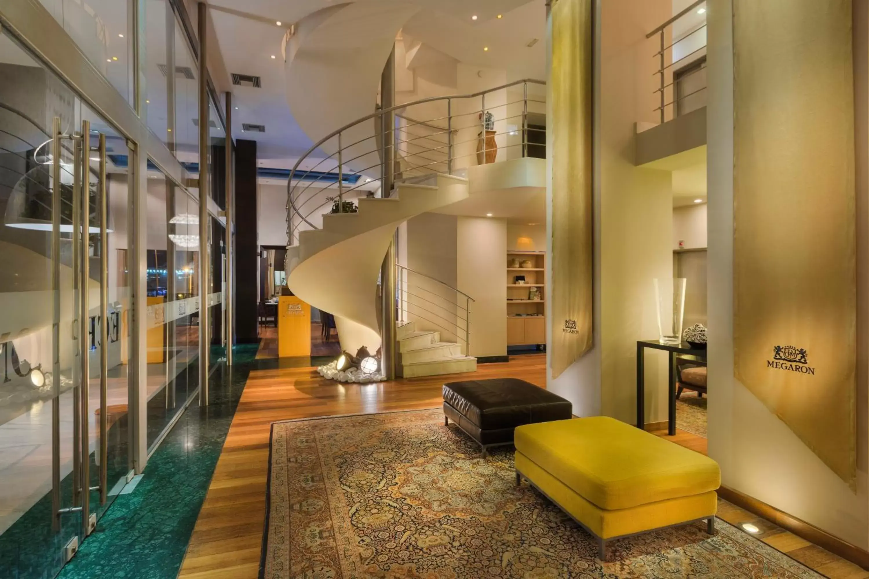 Lobby or reception in GDM Megaron, Historical Monument Hotel Lobby or reception in GDM Megaron, Historical Monument Hotel