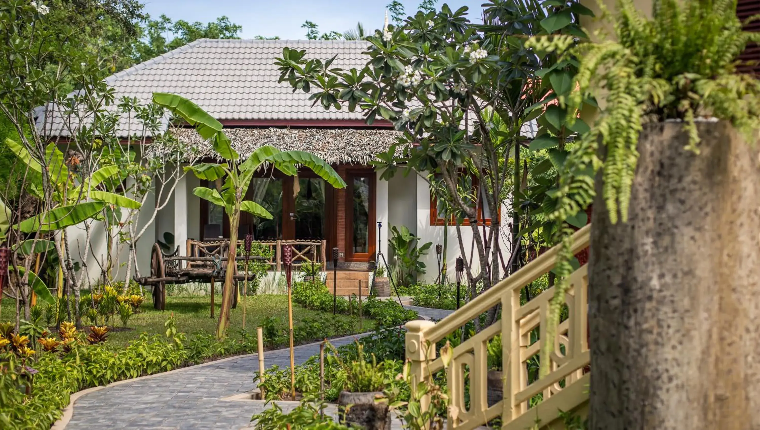 Patio, Property Building in La Rivière d' Angkor Resort