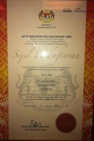 Certificate/Award in City Inn