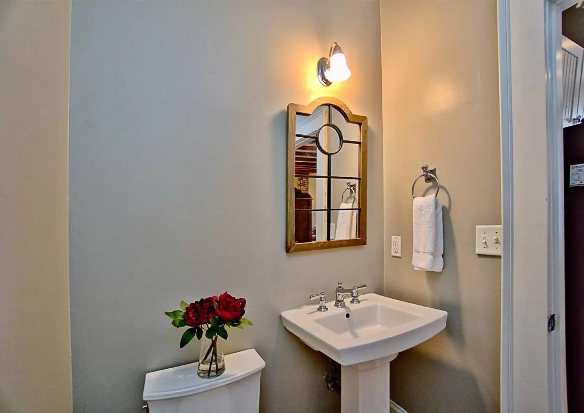 Bathroom in Comfy Carriage House Steps from the River