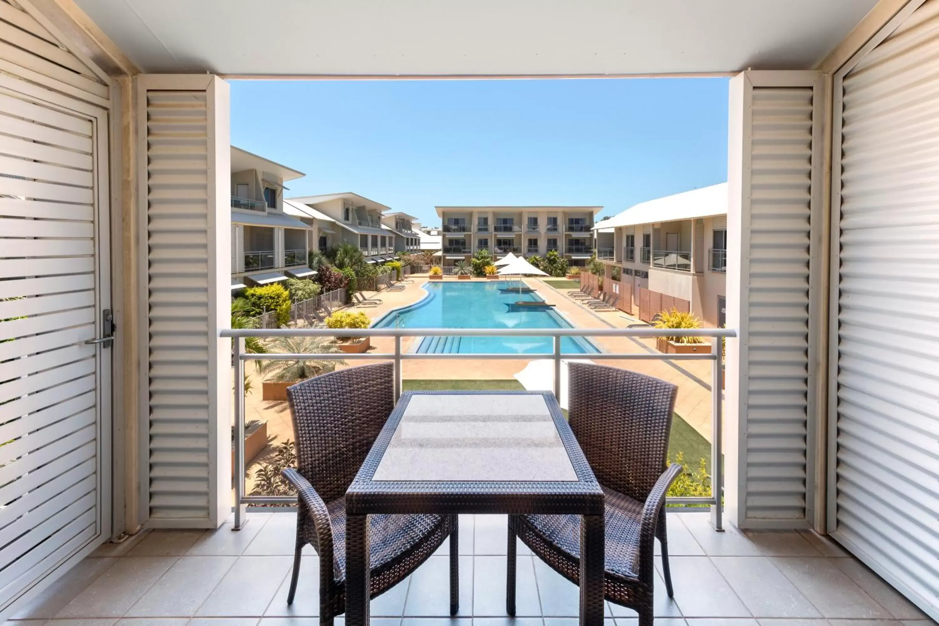 Balcony/Terrace, Pool View in Oaks Broome Hotel