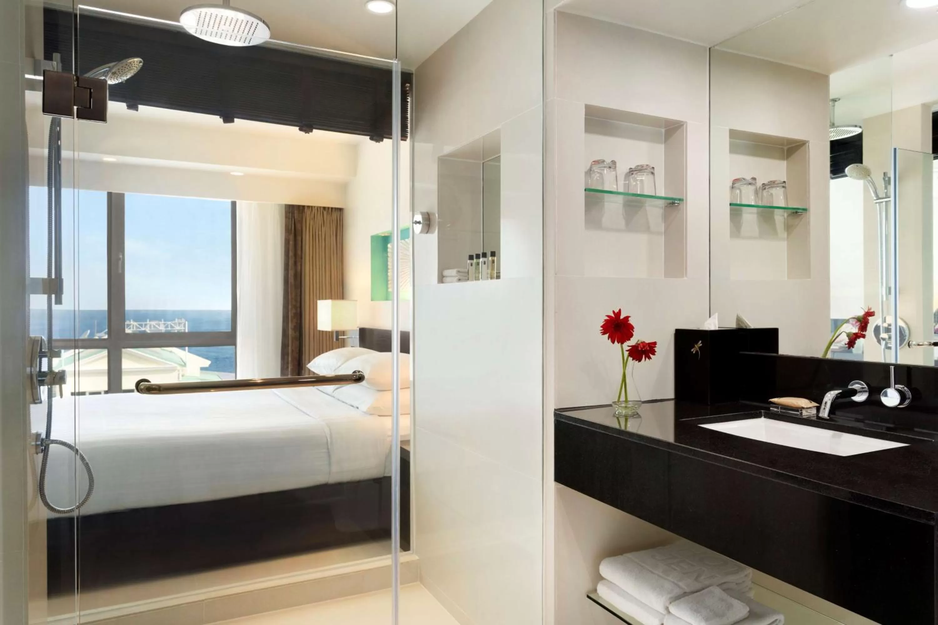 Bathroom, Bed in Jen Maldives Male by Shangri-La