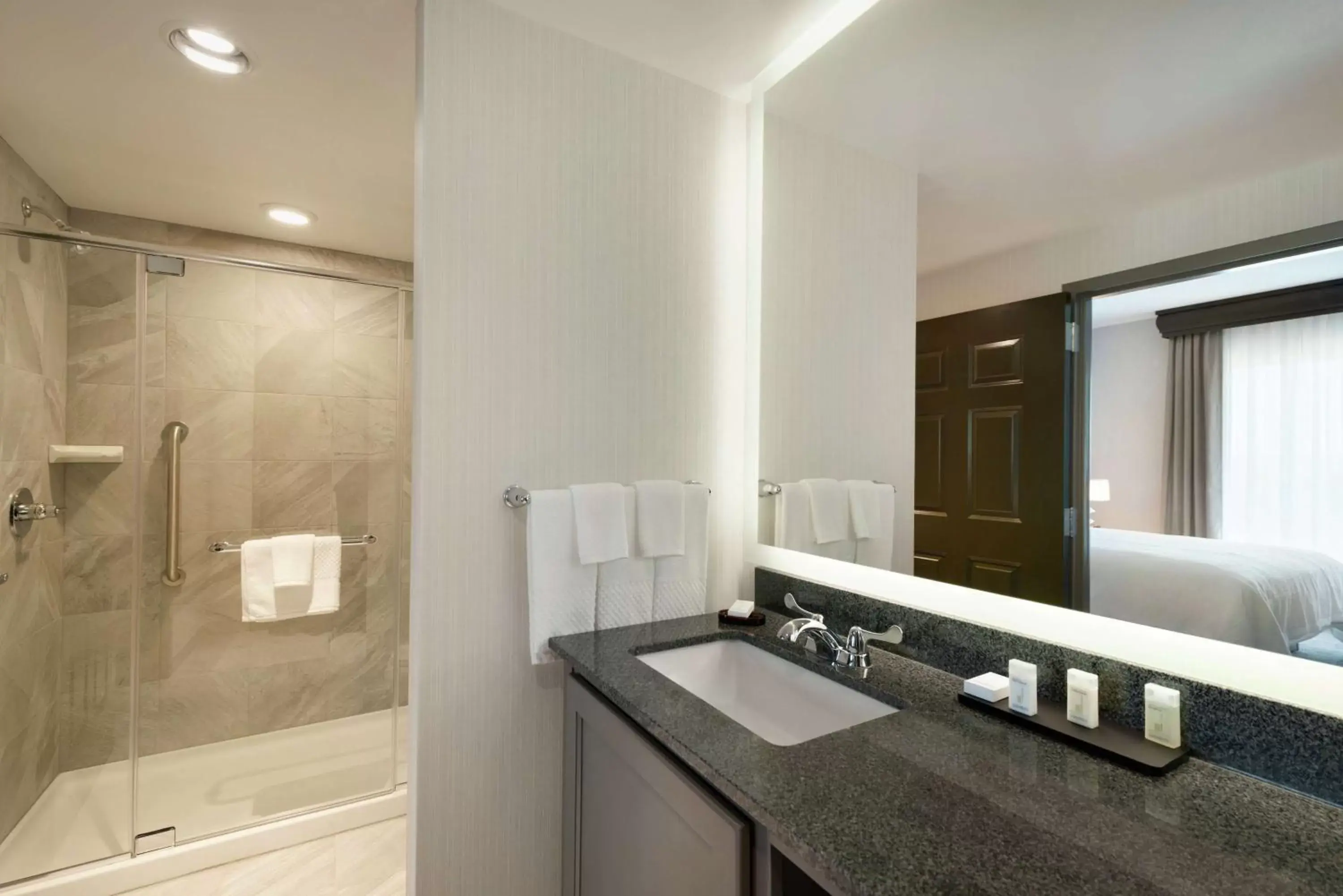 Bathroom in Embassy Suites Charlotte/Ayrsley Bathroom in Embassy Suites Charlotte/Ayrsley