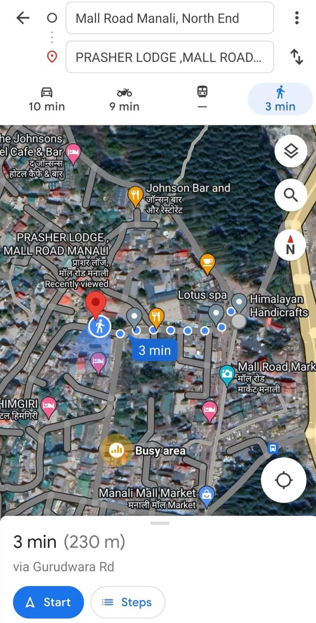 Location in The Prasher Lodge Mall Road Manali