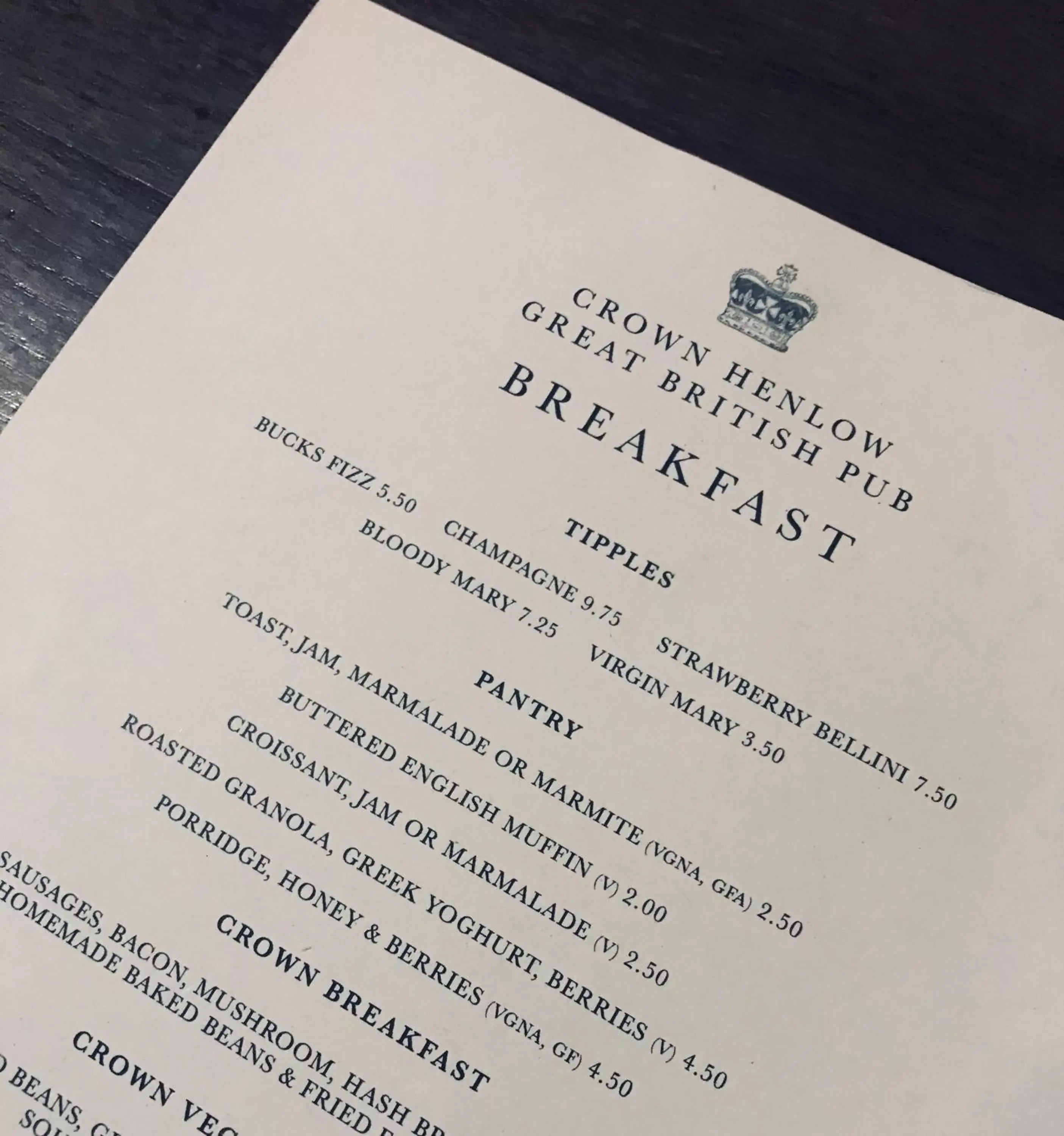 Breakfast in The Crown Pub, Dining & Rooms