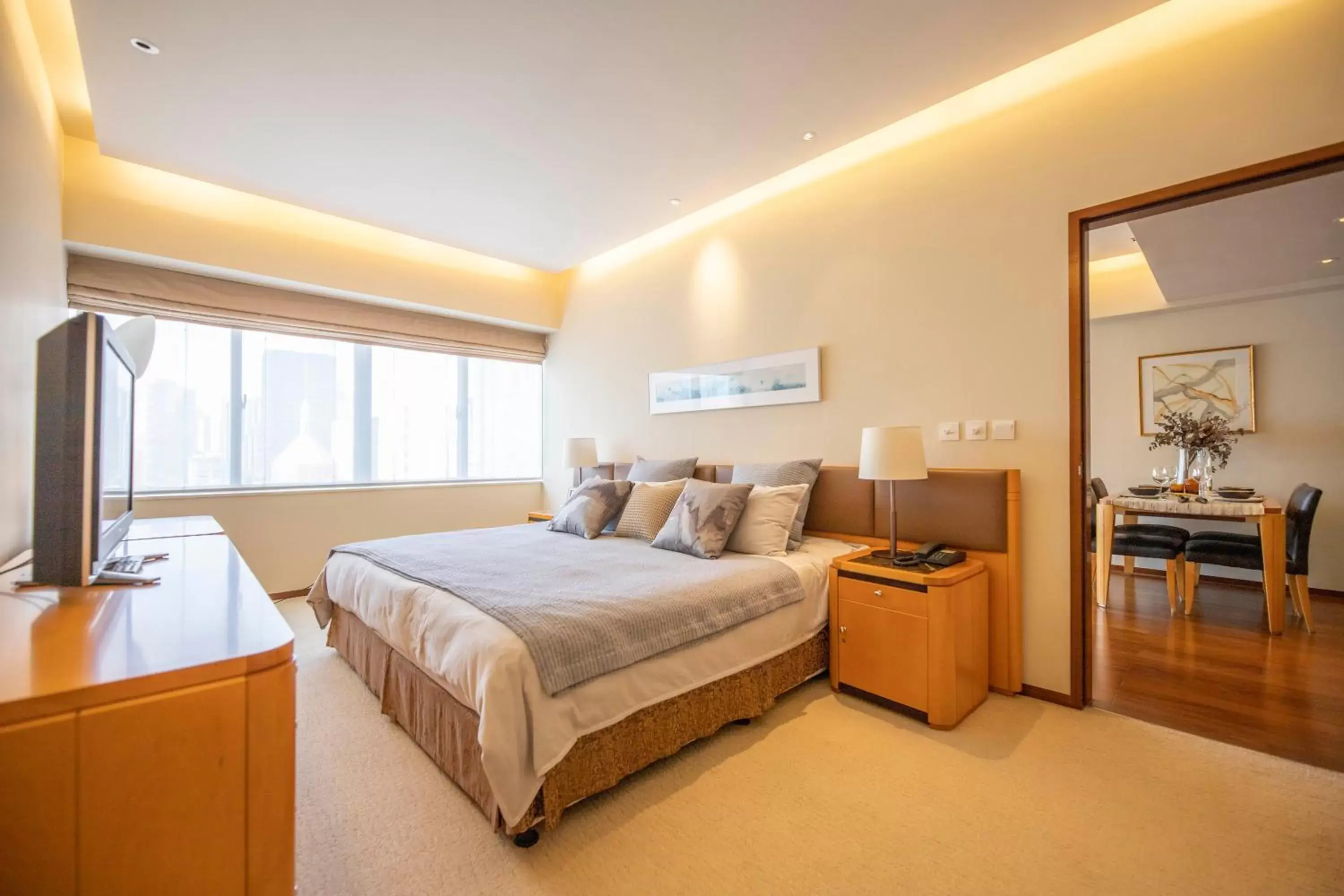 Bed in Shanghai Centre Serviced Apartment