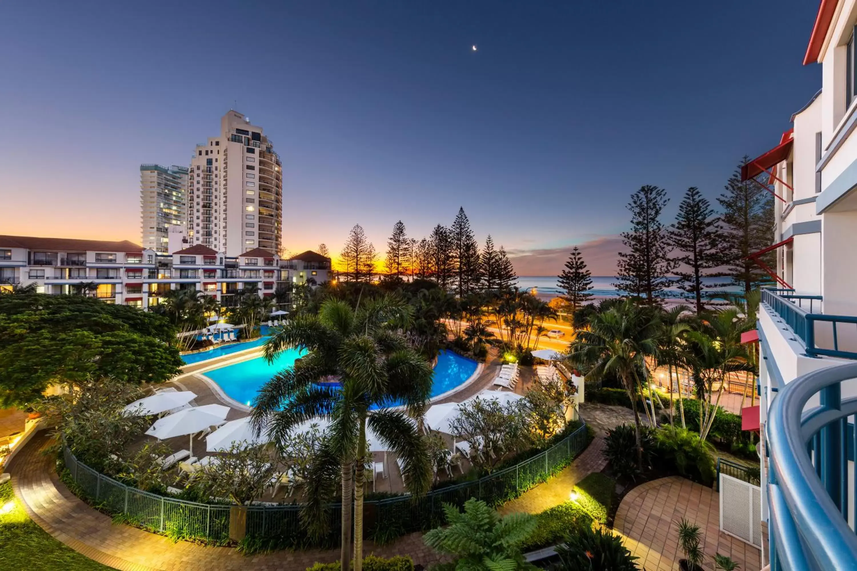 Balcony/Terrace, Swimming Pool in Oaks Gold Coast Calypso Plaza Suites