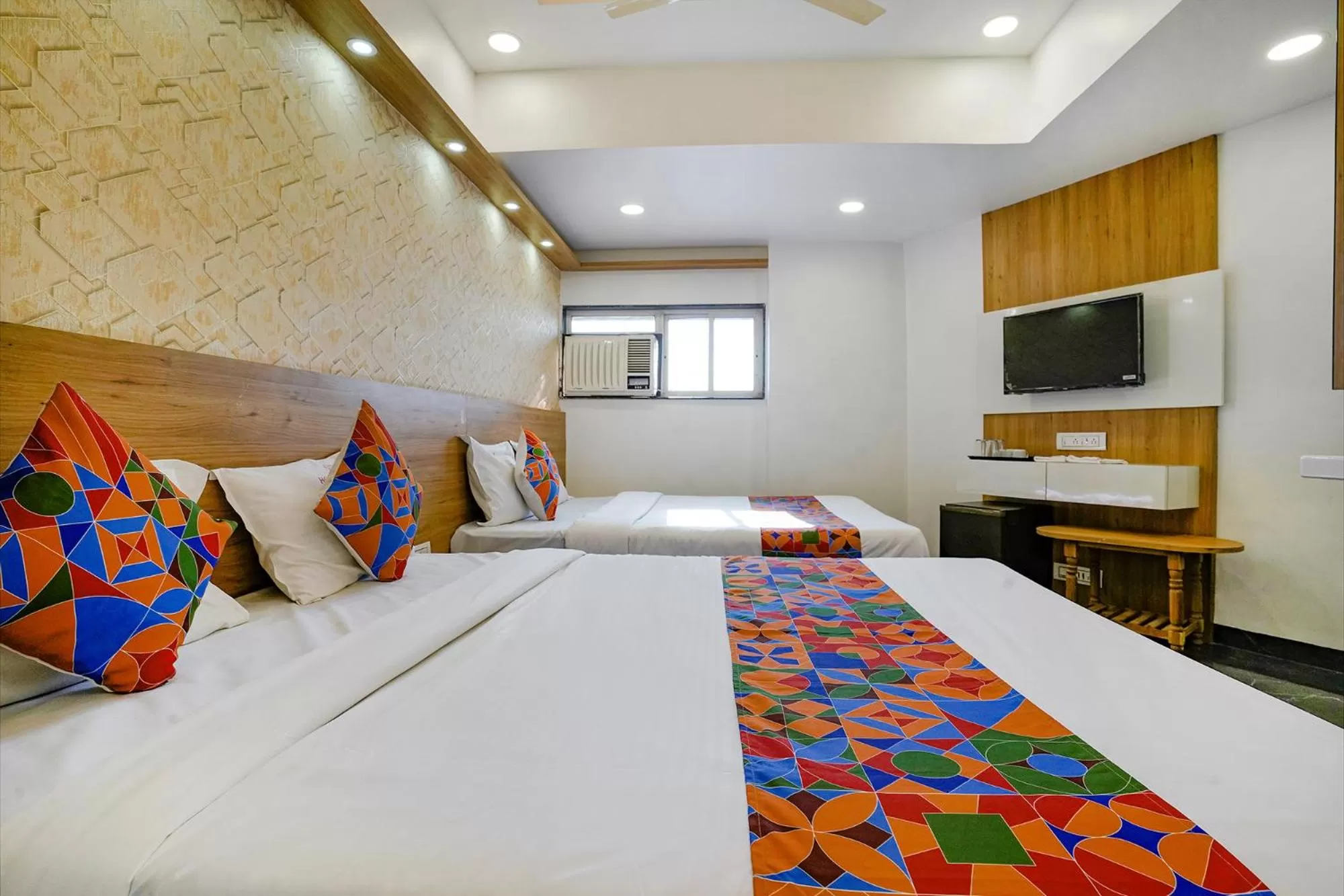 TV and multimedia, Bed in FabHotel Galaxy Stay - Nr Morya Hospital