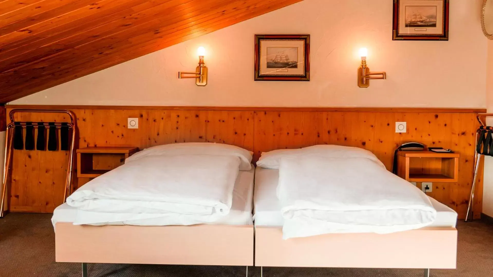 Bed in Hillsite Hotel Restaurant Flims