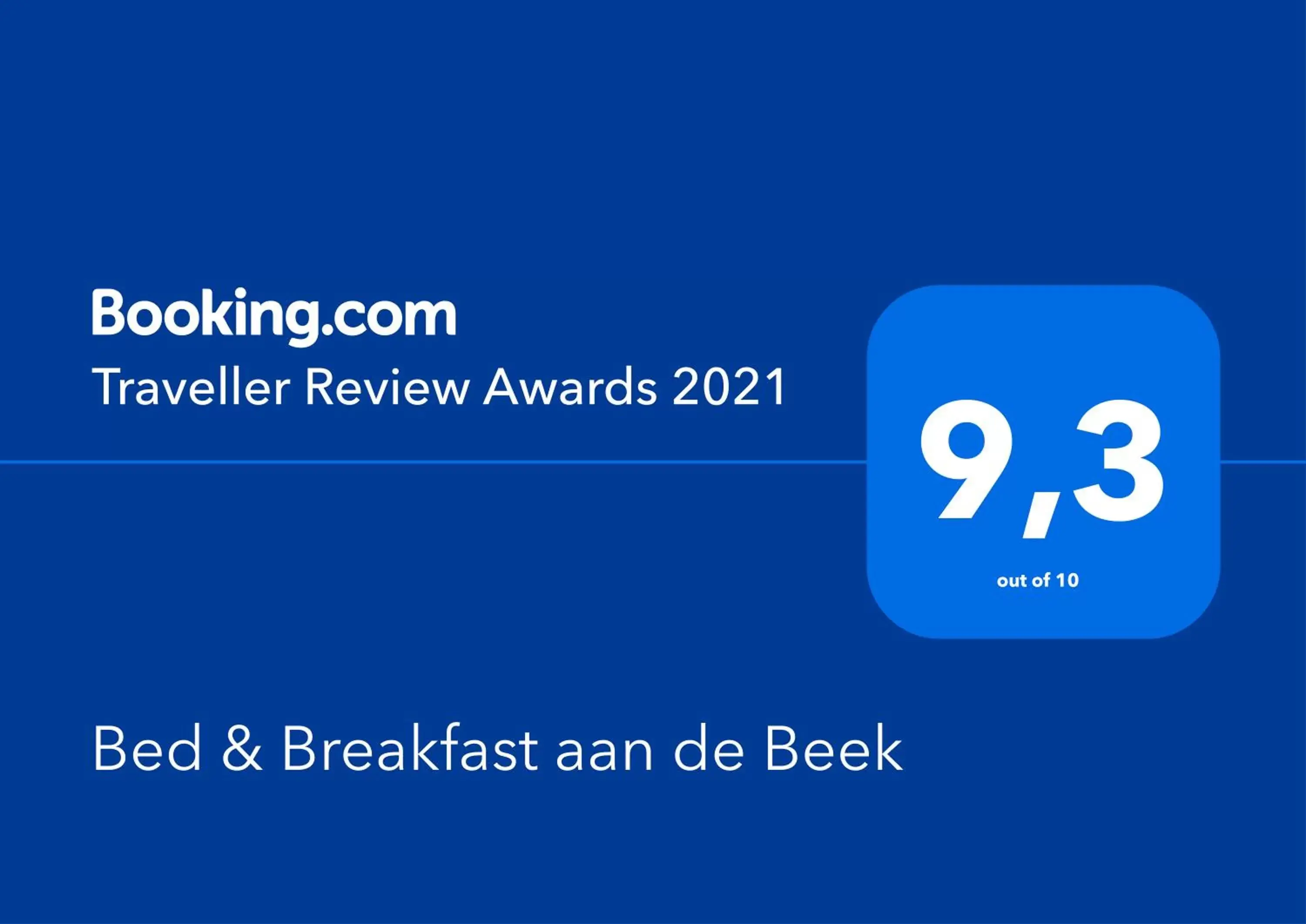 Certificate/Award, Logo/Certificate/Sign/Award in Bed & Breakfast aan de Beek