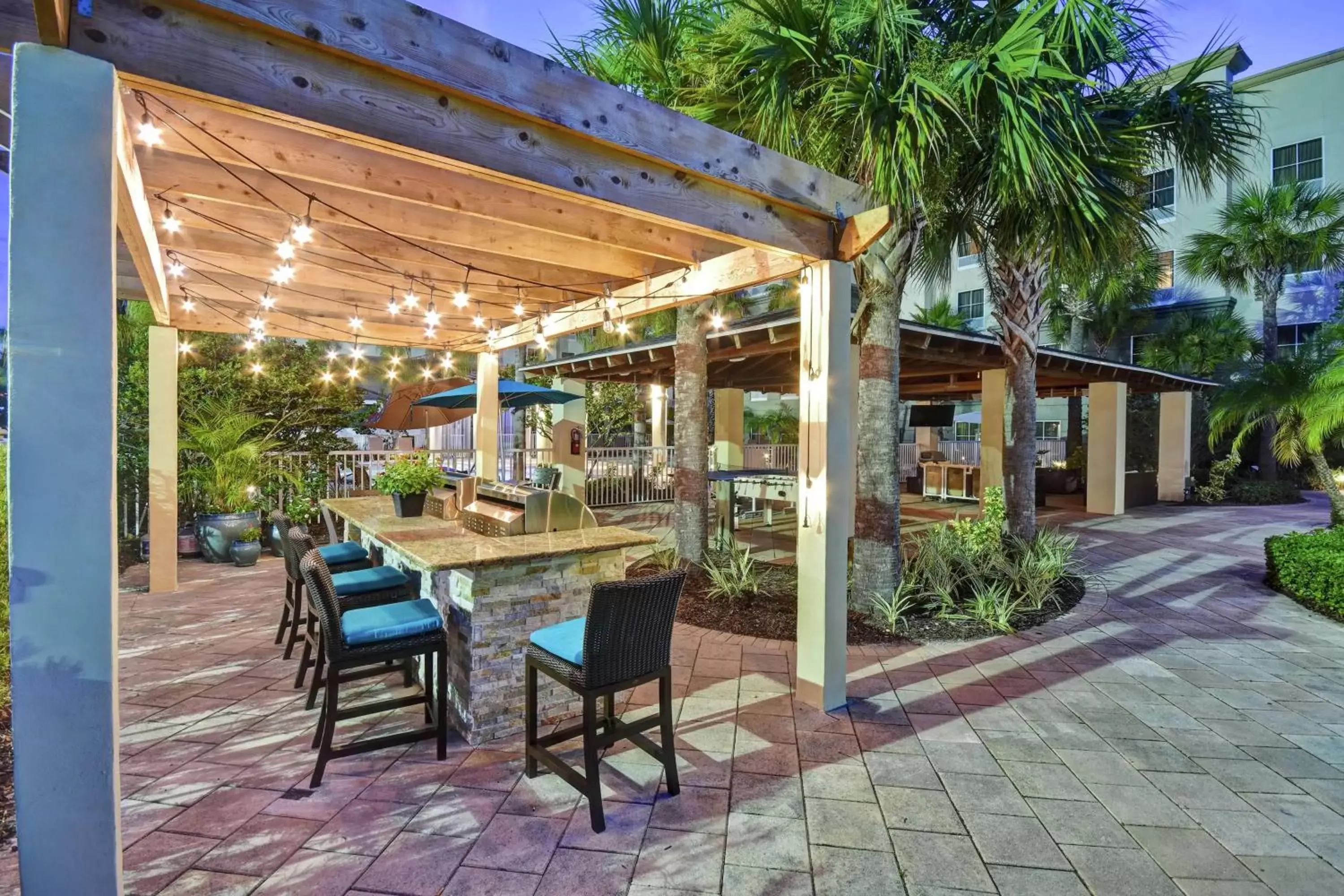 Patio, Restaurant/Places to Eat in Homewood Suites by Hilton Tampa-Port Richey