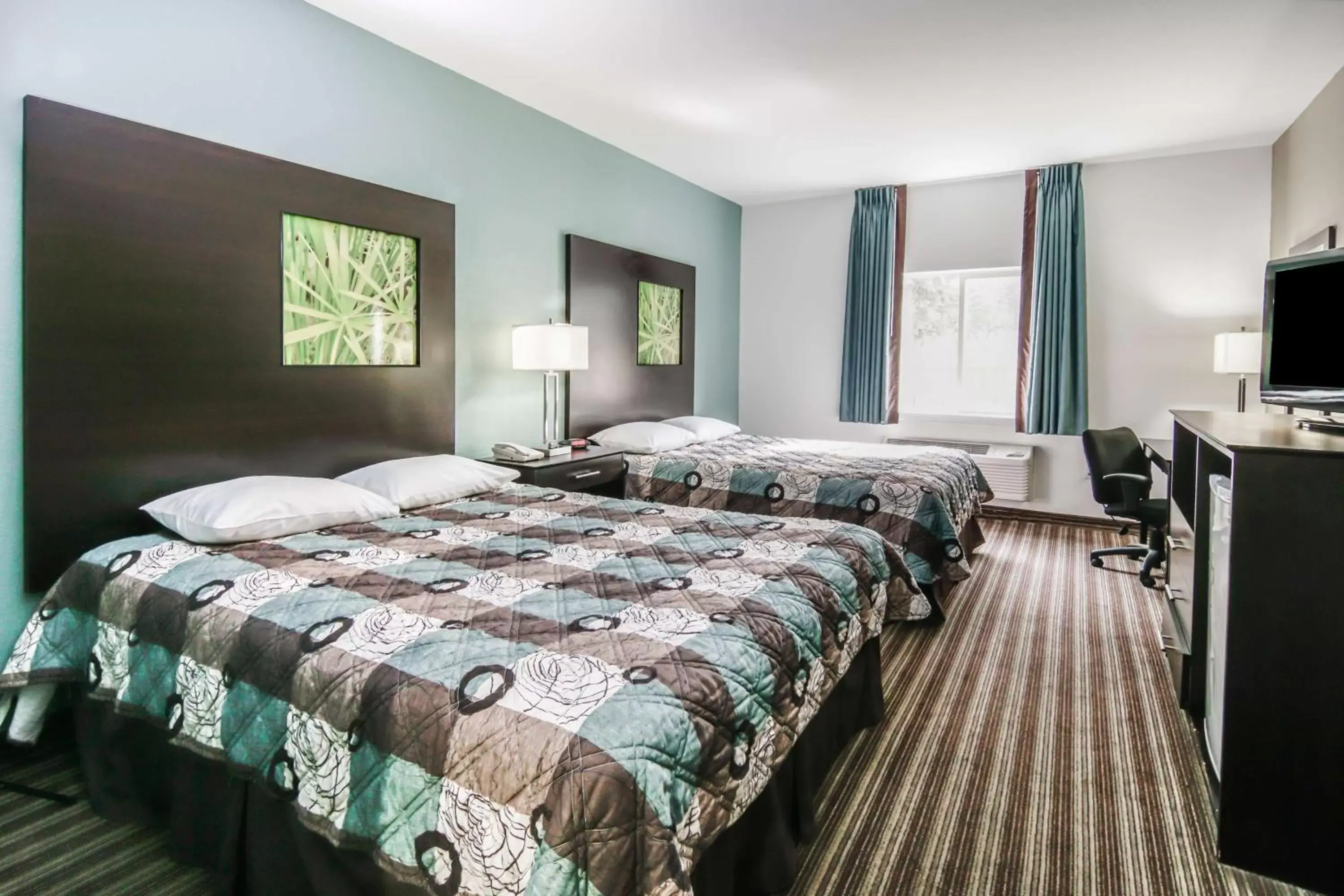 Queen Room with Two Queen Beds and Roll-In Shower - Mobility/Hearing Accessible - Non-Smoking in Super 8 by Wyndham Brenham TX