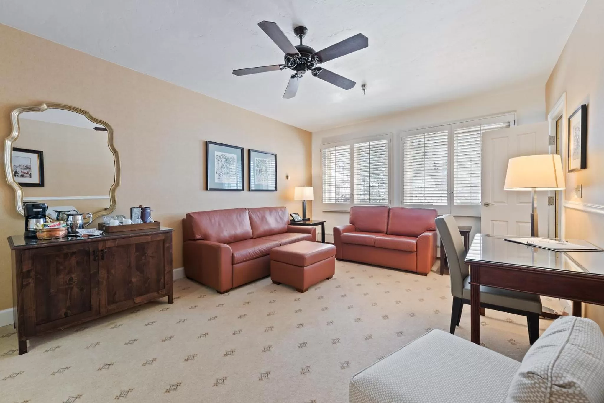 Seating area in Poste Montane Lodge by East West