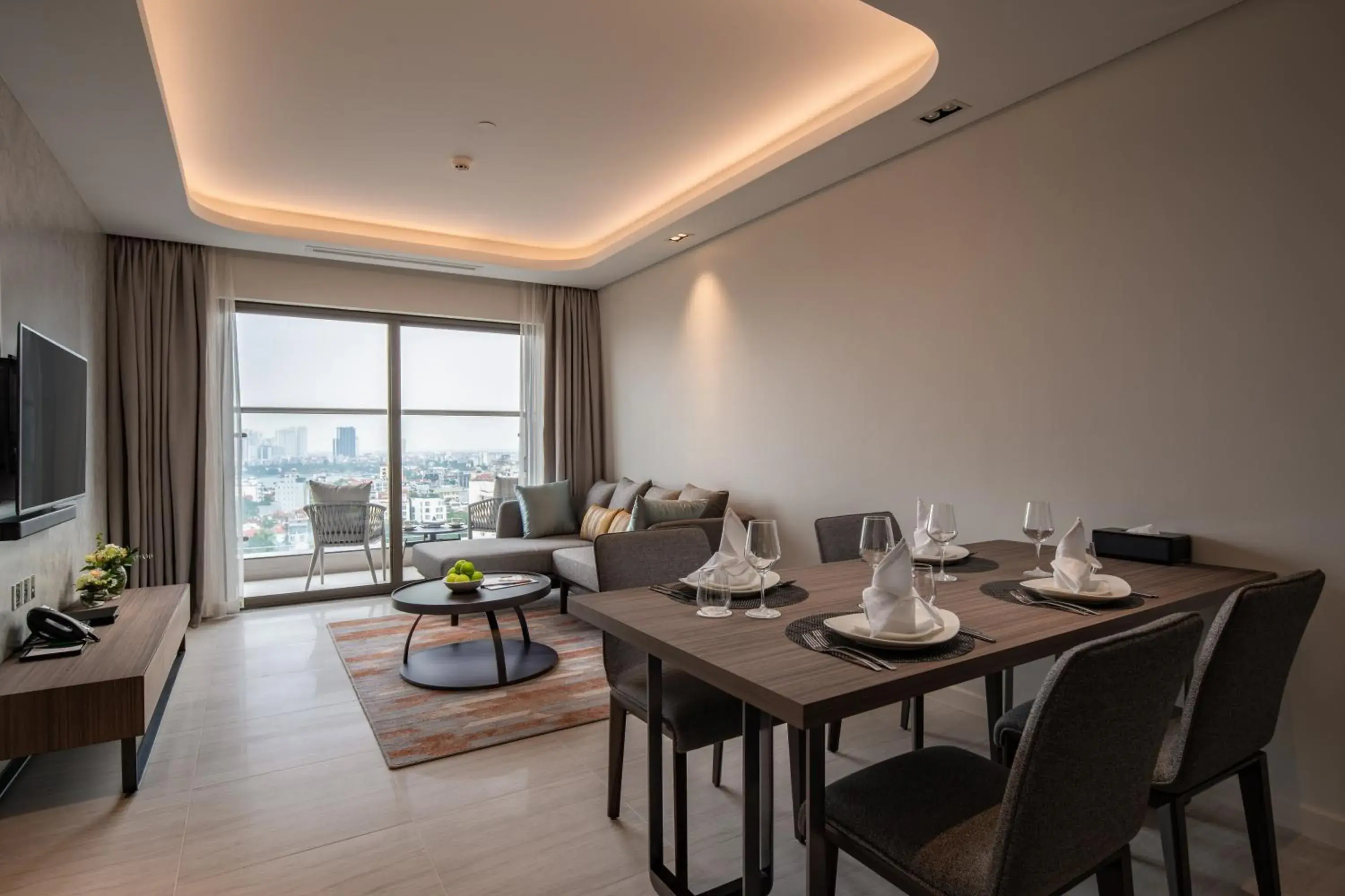 Balcony/Terrace, Dining Area in Oakwood Residence Hanoi